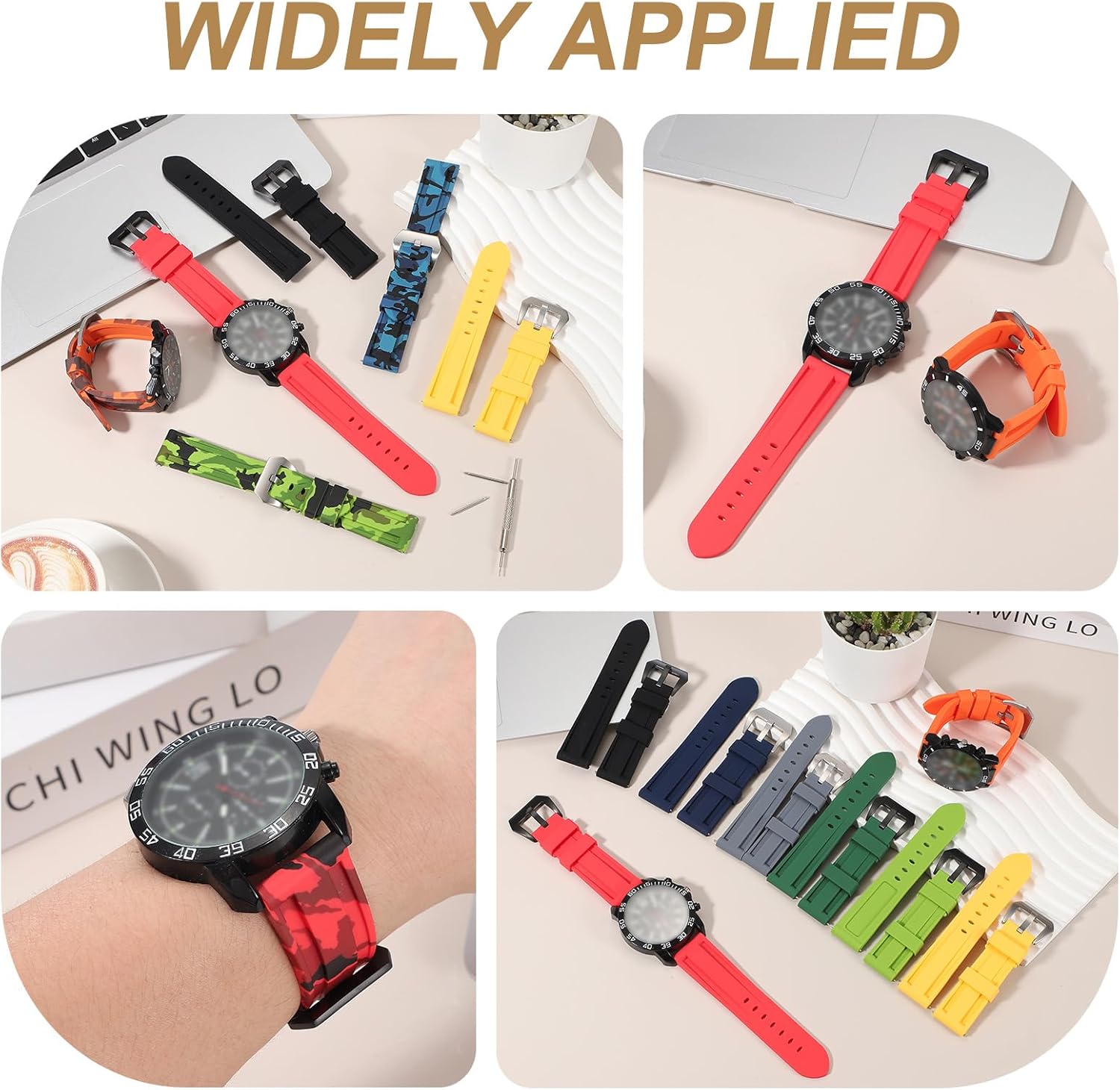 HARFINGTON Silicone Watch Band Quick Release Flexible Soft Rubber H-type Watch Strap with Stainless Steel Clasp Replacement Wristband for Men - Image 6