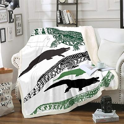 Erosebridal Crocodile Throw Blanket Kids Girls Boys Alligator Plush Bed Blanket, Exotic Fauna Sherpa Blanket for Children Boys Teens Crocodiles Wildlife Animal Fleece Throw Twin Size Flannel Blankets