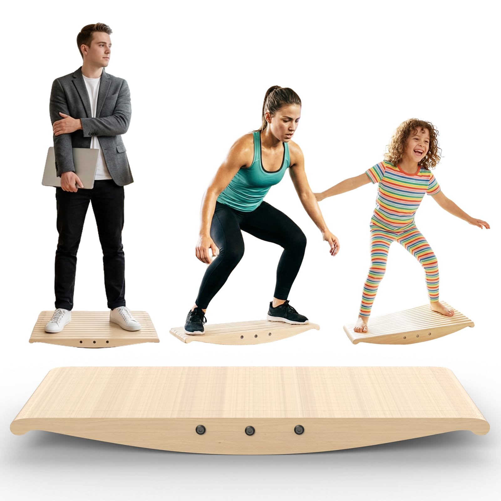 Balance Board van hout, antislip wobble board 150 kg voor volwassenen