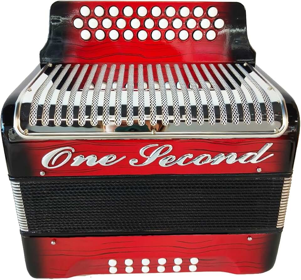 Um segundo acordeão de marca completa com 12 graves e 31 teclas (vermelho gradiente)