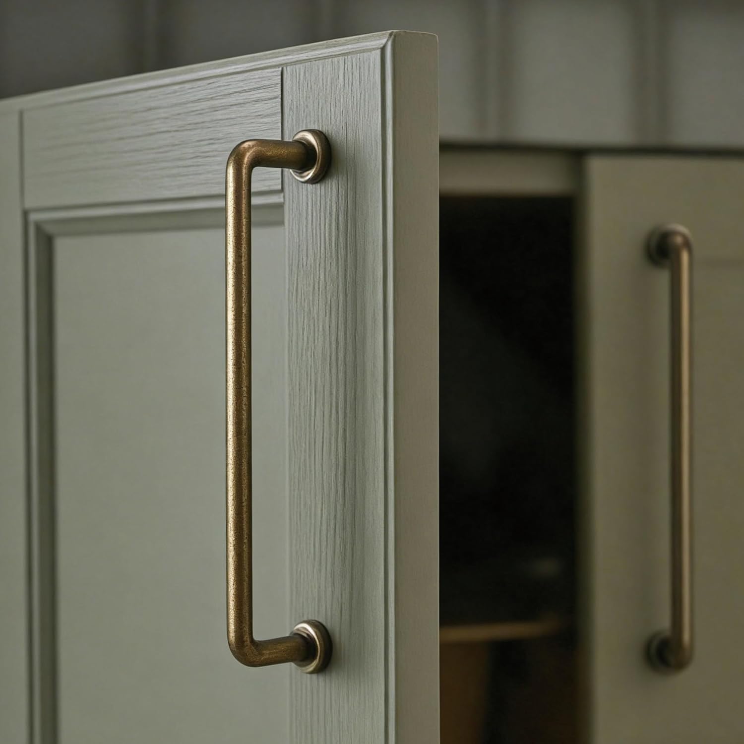 Antique Brass Cabinet Pulls - Minimalist Bar Pulls, 4 Pack Zinc Alloy Kitchen Cabinet Handles with 5.04''/128mm Hole Center, Simple Modern Drawer Pulls for Furniture