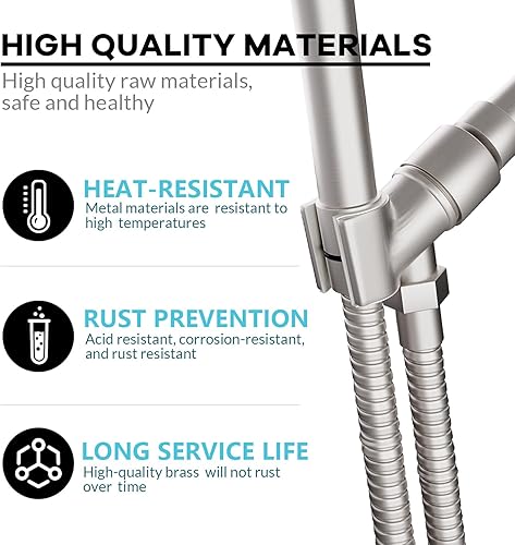 Miniatura 21 de Soporte de cabezal de ducha de mano de metal, soporte ajustable para varita de ducha con soporte universal para brazo de ducha y bola giratoria