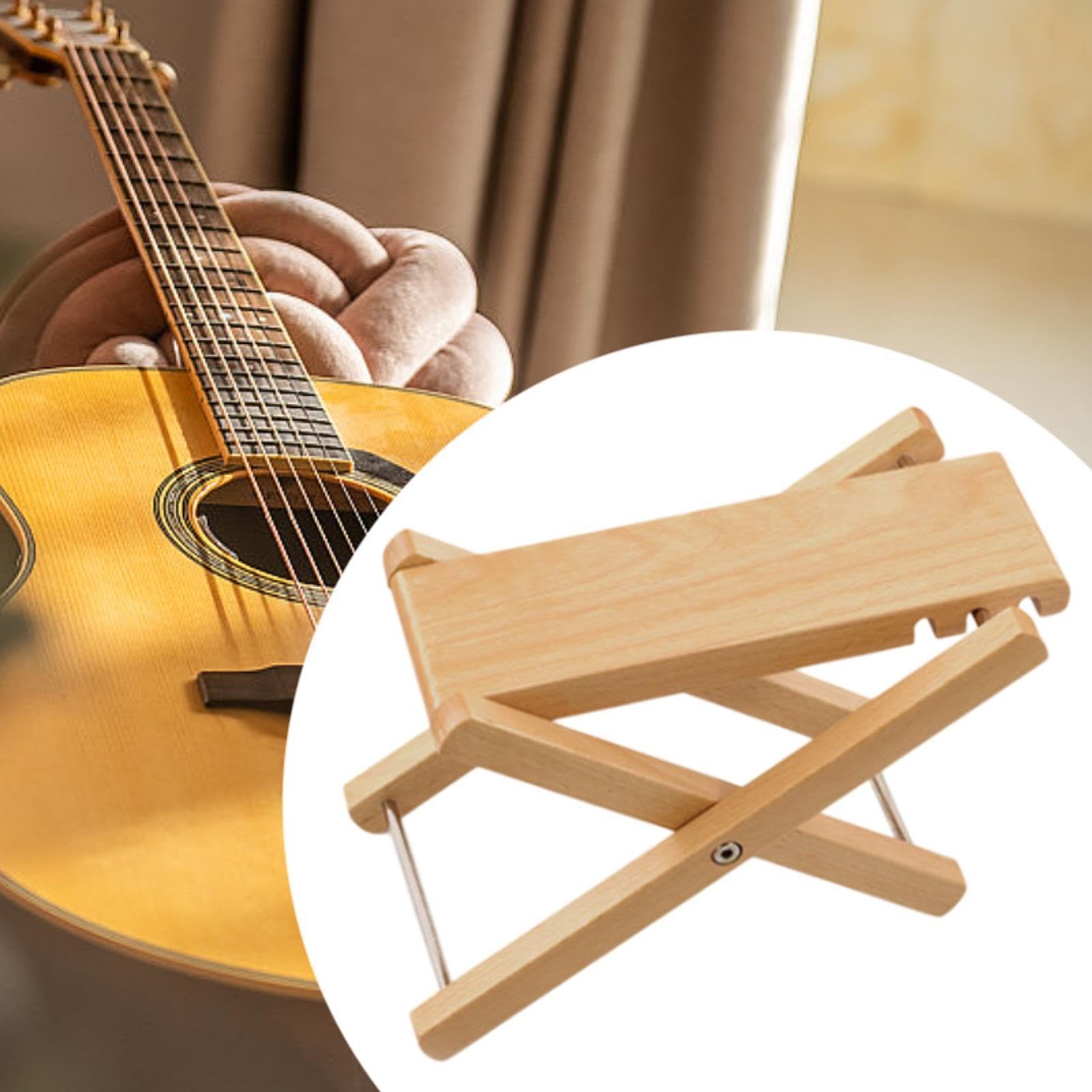 Poggiapiedi per Chitarra, Regolabile in Altezza in 3 Posizioni, Realizzato in Legno, Ideale per Chitarre Classiche.
