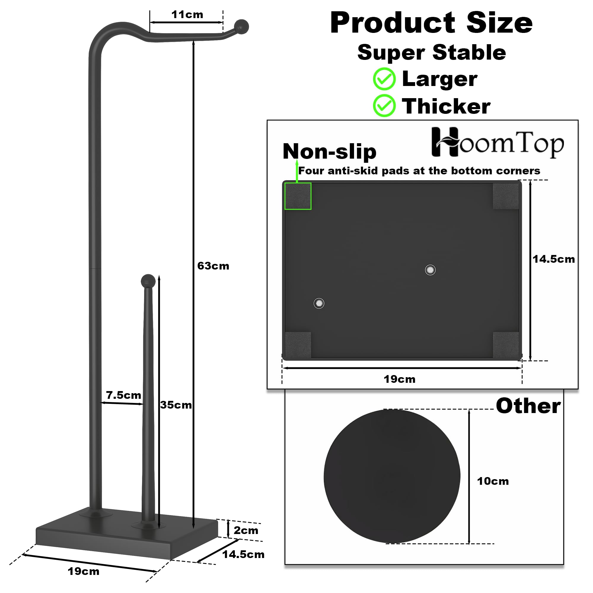 Toilet Paper Holder Stand - Free Standing Bathroom Toilet Paper Holder with Black Finish Tissue and Roll Storage Organizer - Image 4