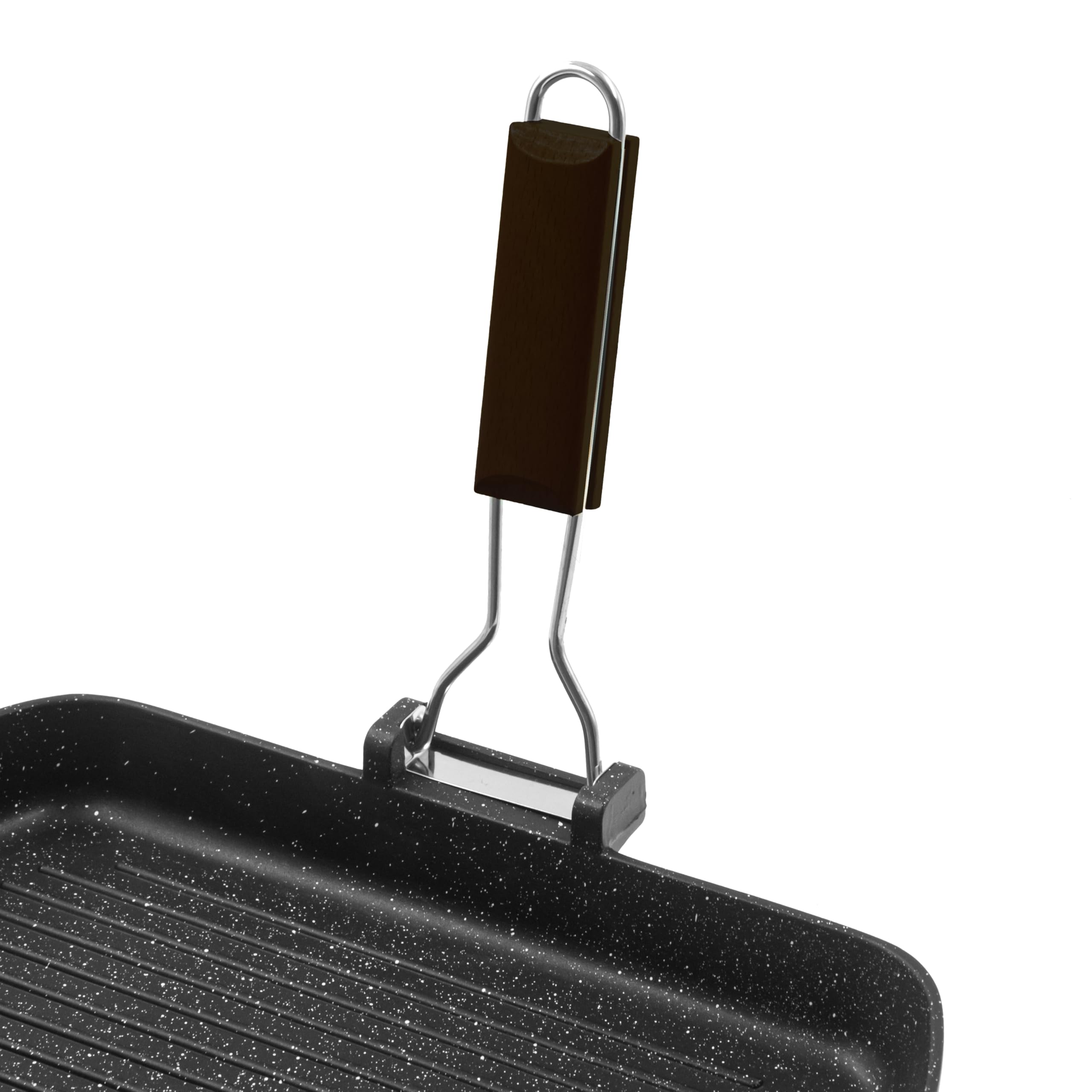 Zanetti, Bistecchiera 26 x 36 cm, Piastra grill in Alluminio Pressofuso ad Alto Spessore, Piastra Grill adatta ai Piani ad Induzione, Manico Pieghevole