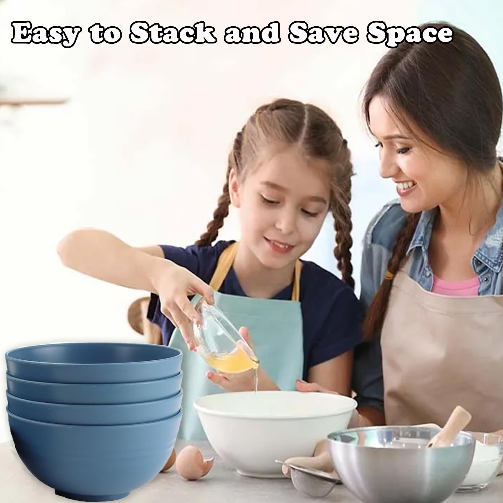 Kyraton Ciotole di plastica per cereali 8 pezzi, infrangibile e riutilizzabile ciotola leggera per riso Noodle Zuppa Snack Insalata di frutta BPA