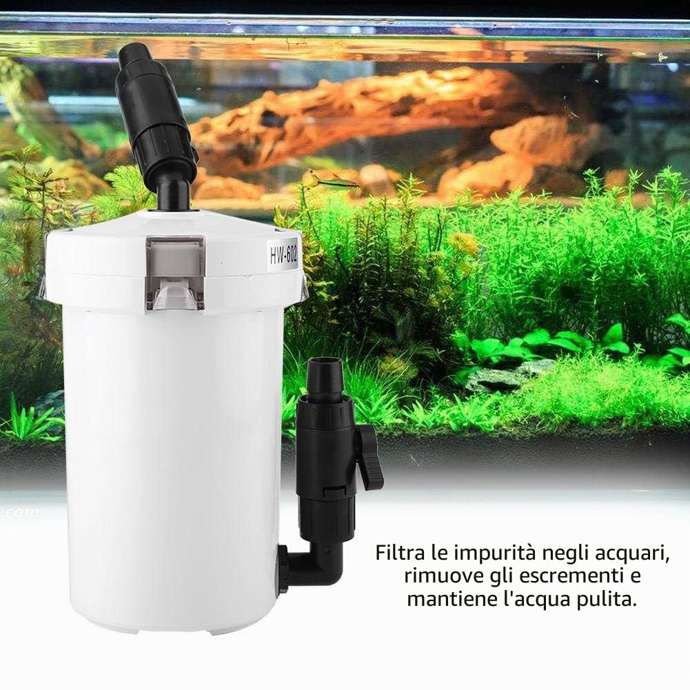 Filtro per Acquario,Filtro bomboletta Esterna per Acquario Fish Tank Secchiello per filtri Mute per Pompe(HW-602)