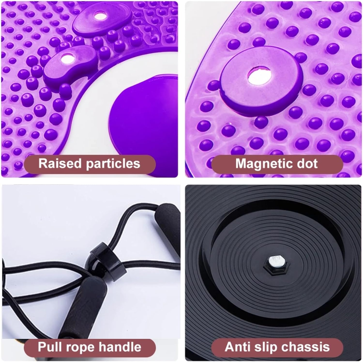 2 PCS Ab Twist Waist Disc Board,Waist Twister Machine Exercise with Leather Tape Measure Aerobic Exercise Fitness Machine with Pull Rope for Home Office Foot Massage