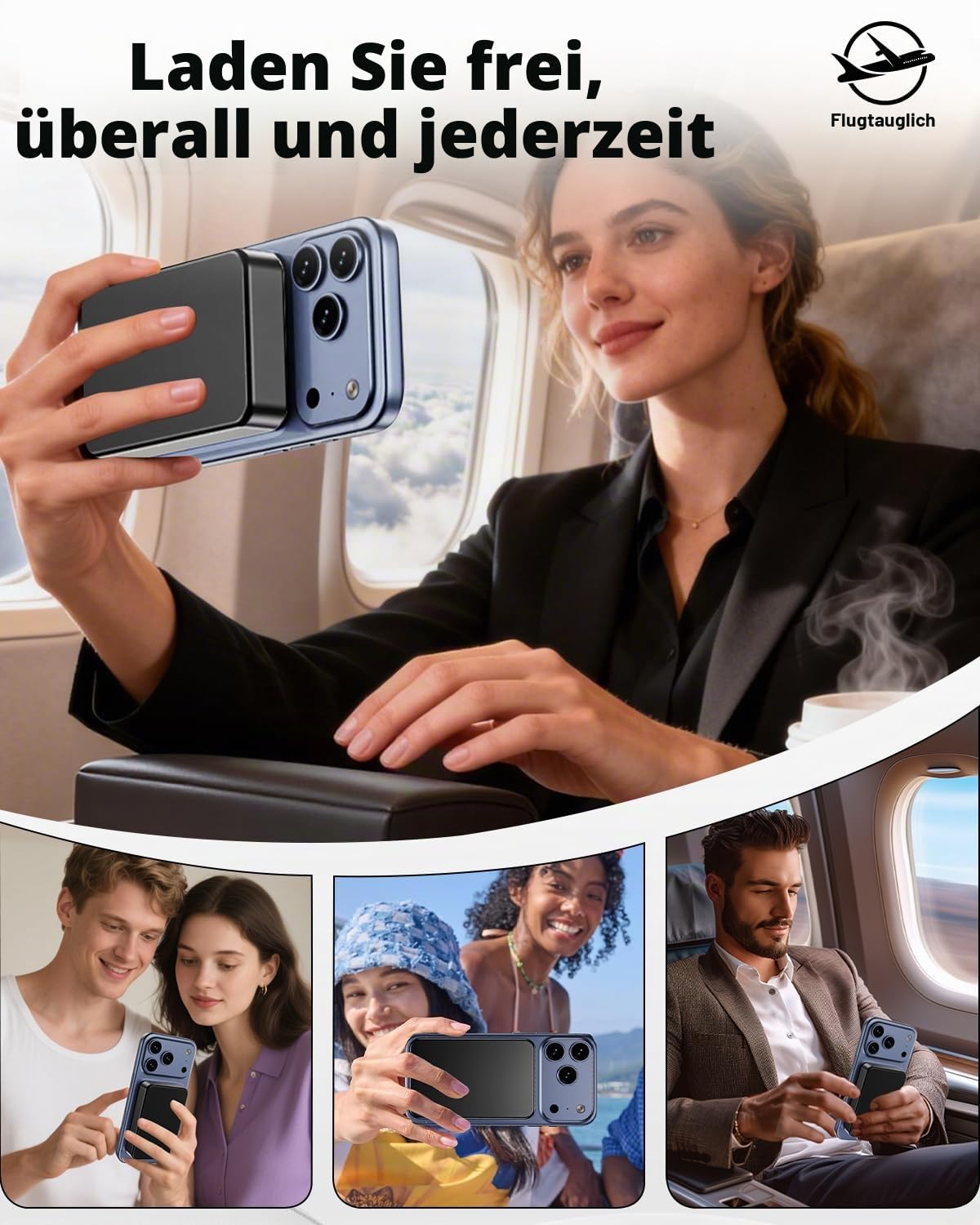 26800mAh Magnetische Powerbank, Mag-Safe-kompatibel, Schwarz