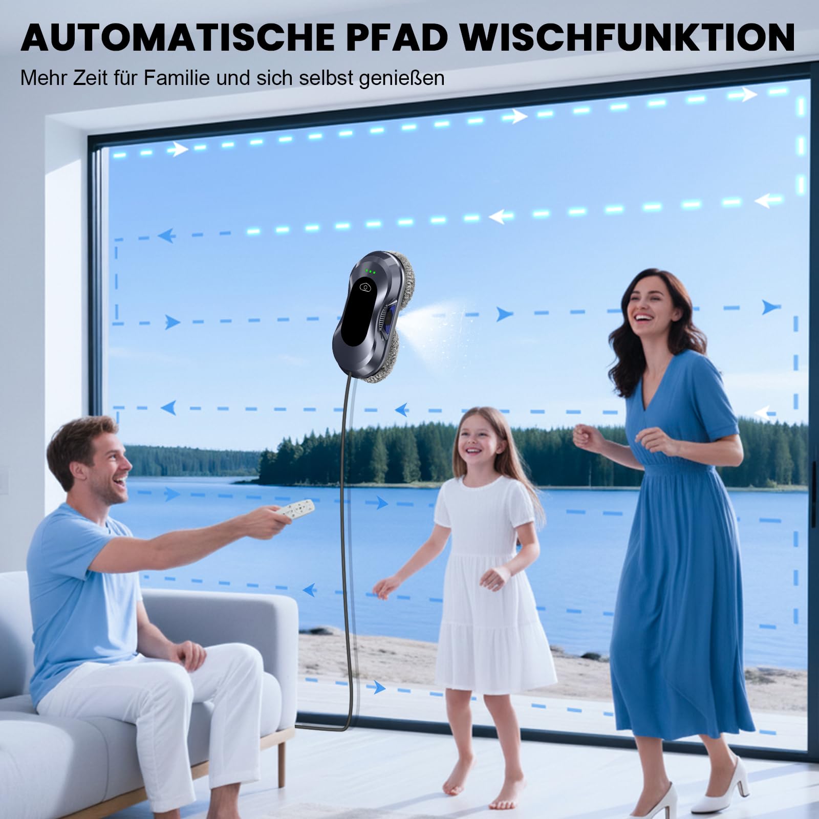 Keero Fensterputzroboter 2026 Neuheit, 6000Pa, Doppeldüsen-Sprühfunktion, <65dB, Sicherheitssystem, Intelligente Navigation, 10 Reinigungstücher, Für Fenster/Fliesen zu Hause (W22D)
