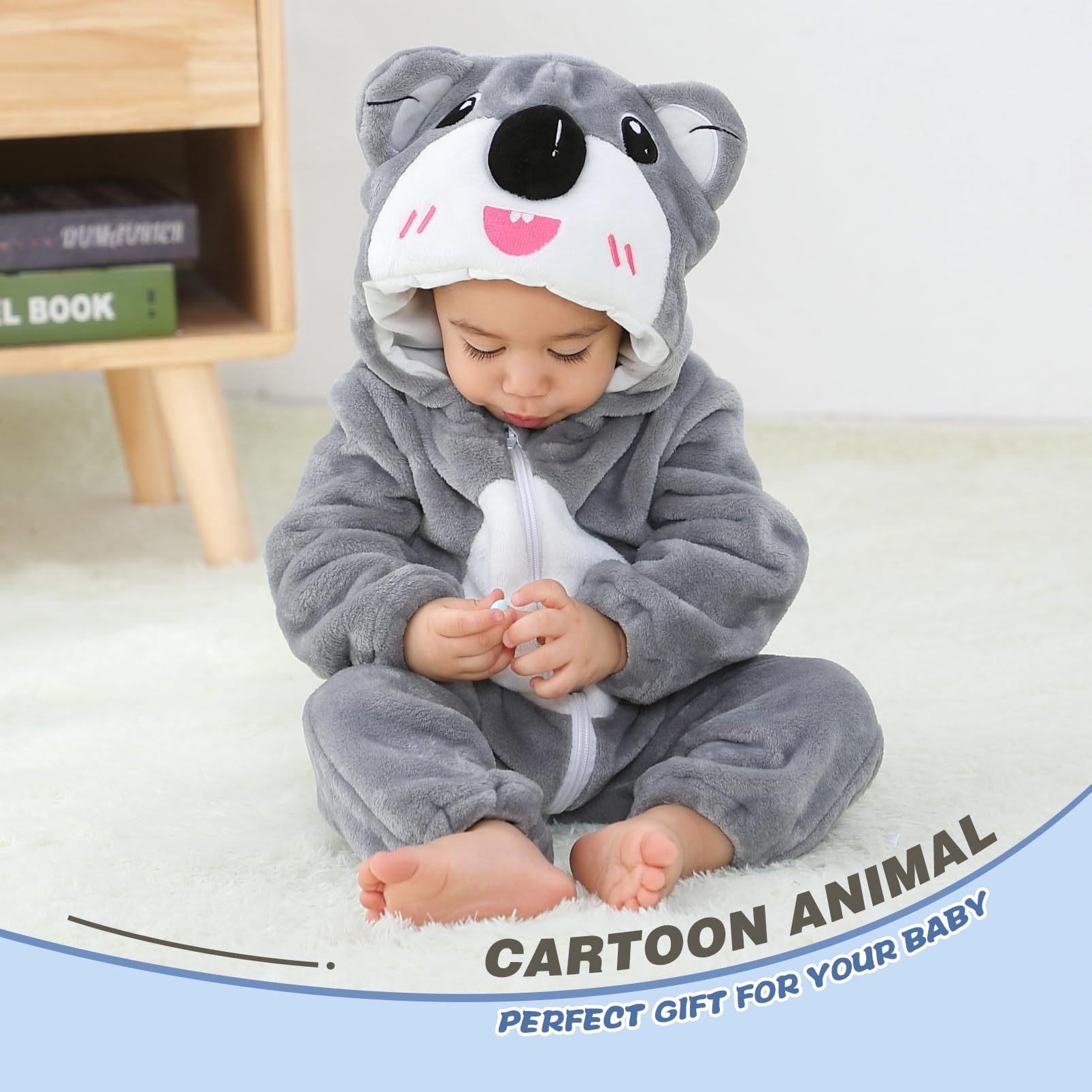 Pagliaccetto Neonato Invernale Costume Neonato, Flanella Unicorno Dinosauro Costume Neonata Sacco Nanna con Cappuccio Animale Tuta Neve Tutone Pile Bambino 0-36 Mesi
