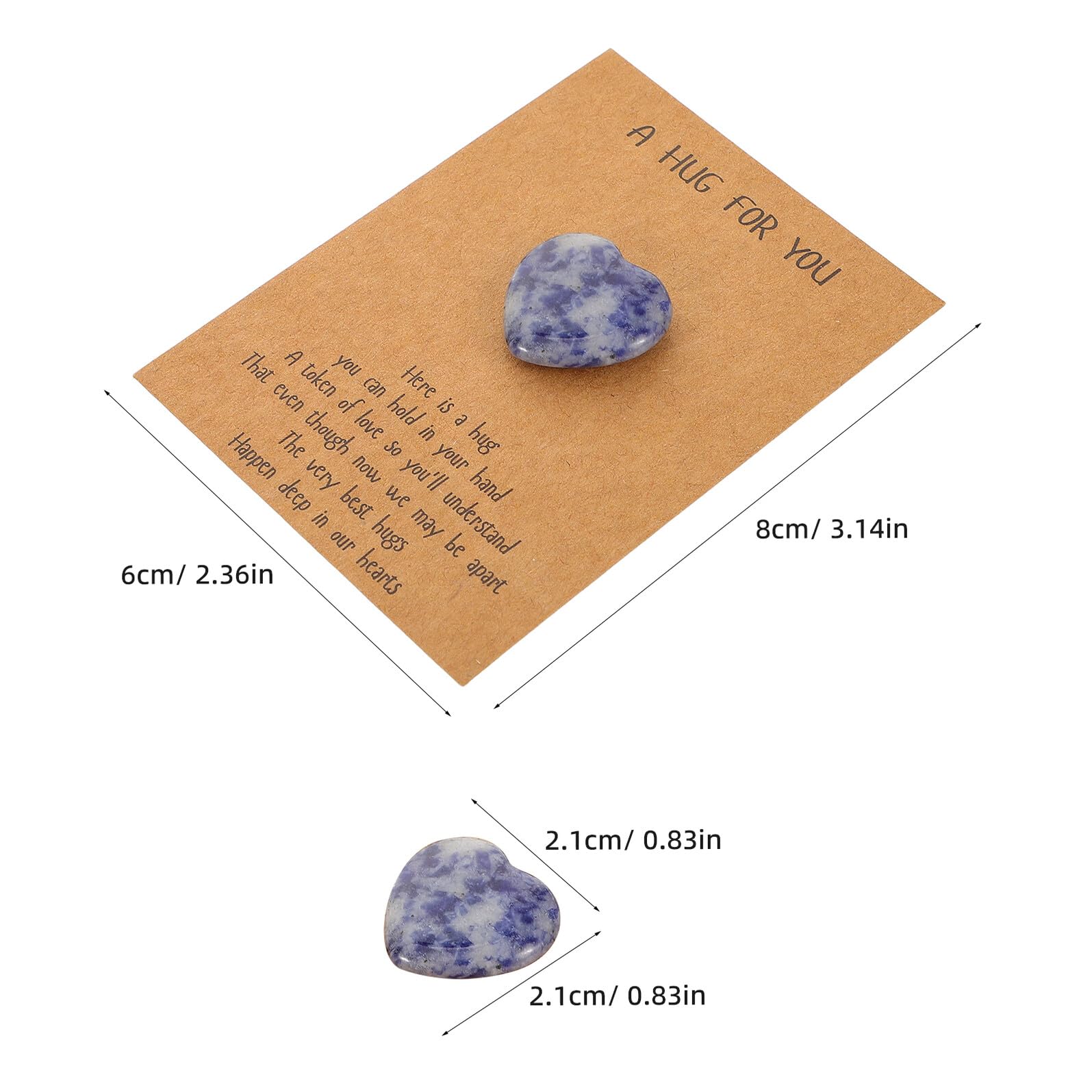 HOMSFOU Naturstein Grußkarten 40 Stück mit Herzförmigen Kristallen 2cm Papierkarten für Valentinstag Hochzeit Jubiläum und Romantische Geschenkideen