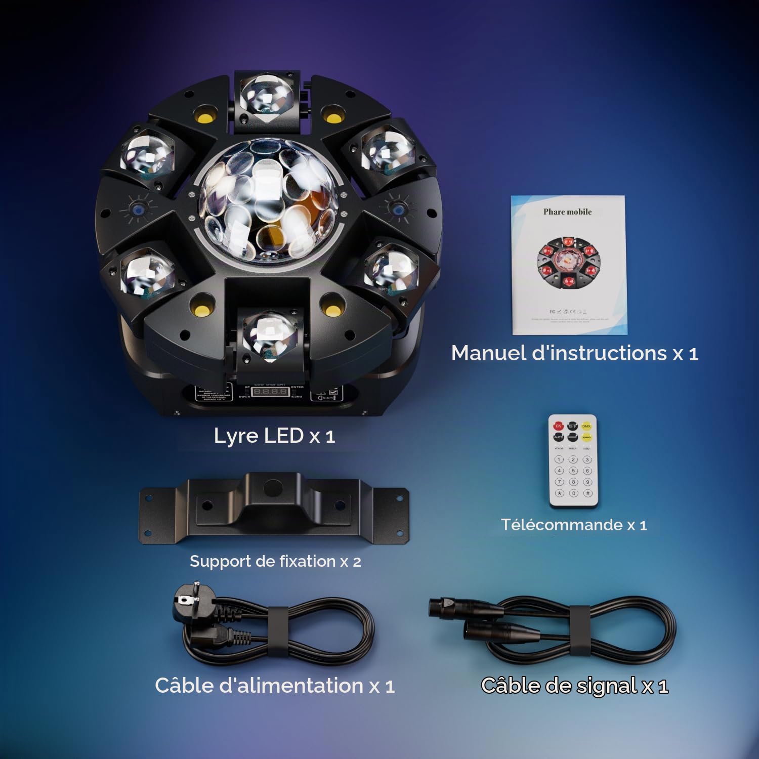Lyre LED 150W Beam Lumière de scène RGBW avec Télécommande et Boule Disco, éclairage de soirée DJ 25 Canaux Jeux de Lumiere pour Bar, Club, Discothèque, Fête,Disco