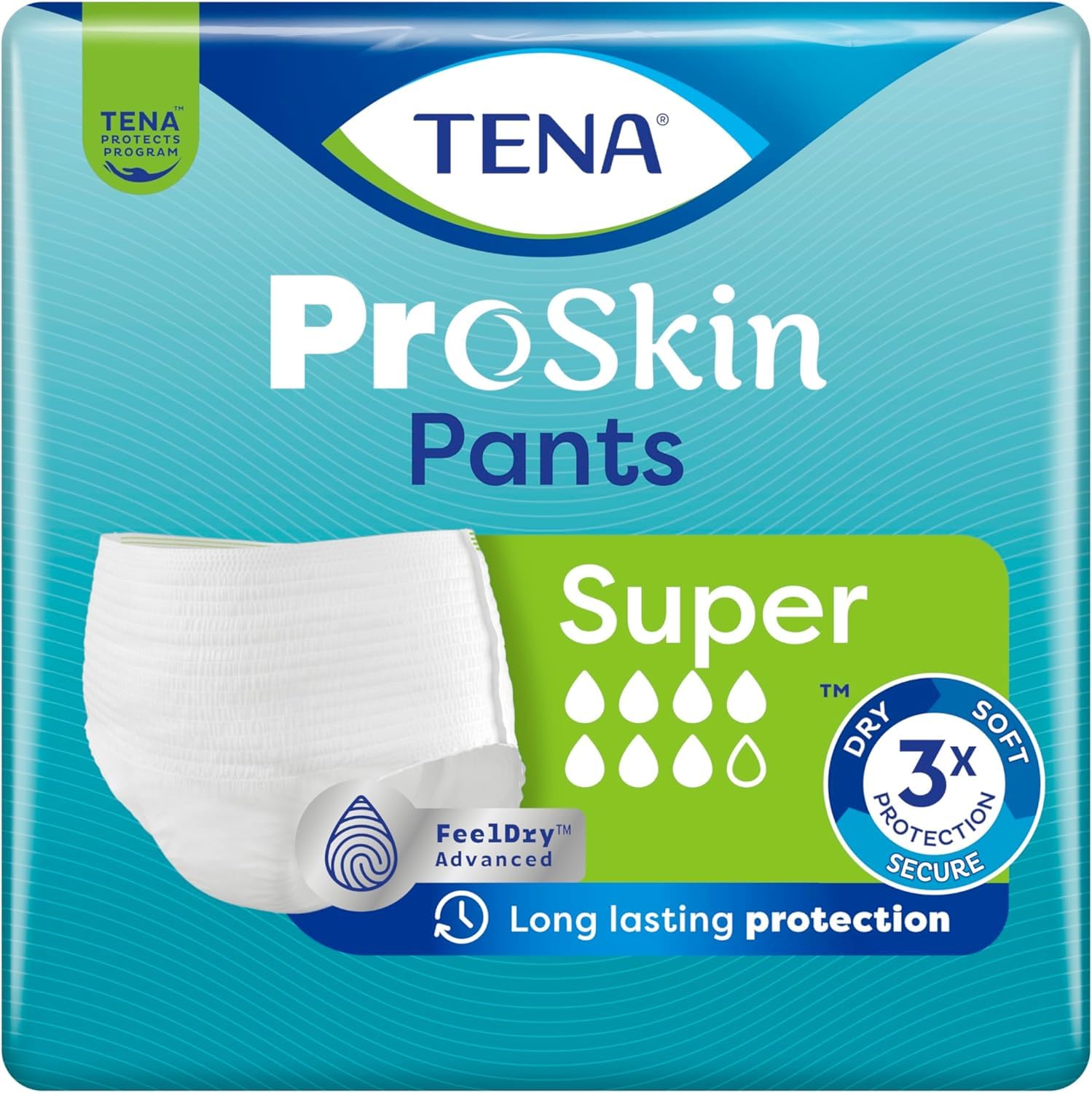 Mutandina Elastica Assorbente e Traspirante Tena Pants Super - Cartone da 4 confezioni