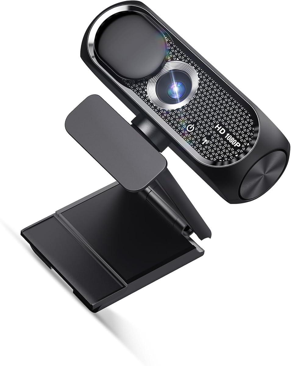 Cámara web HD 1080P con micrófono, cancelación de ruido, corrección automática de luz, cámara web USB Plug & Play para computadora portátil, computadora de escritorio, transmisión (negro azabache)