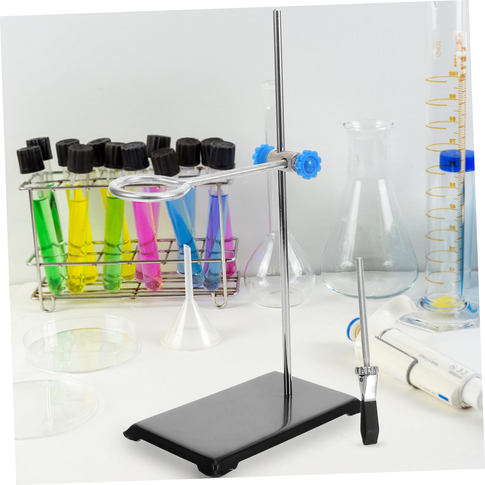 Hohopeti Support de Laboratoire et Pratique Rangement Pince pour Fiole en Fer Noir Facile à Démonter pour Verrerie et Matériel de Laboratoire