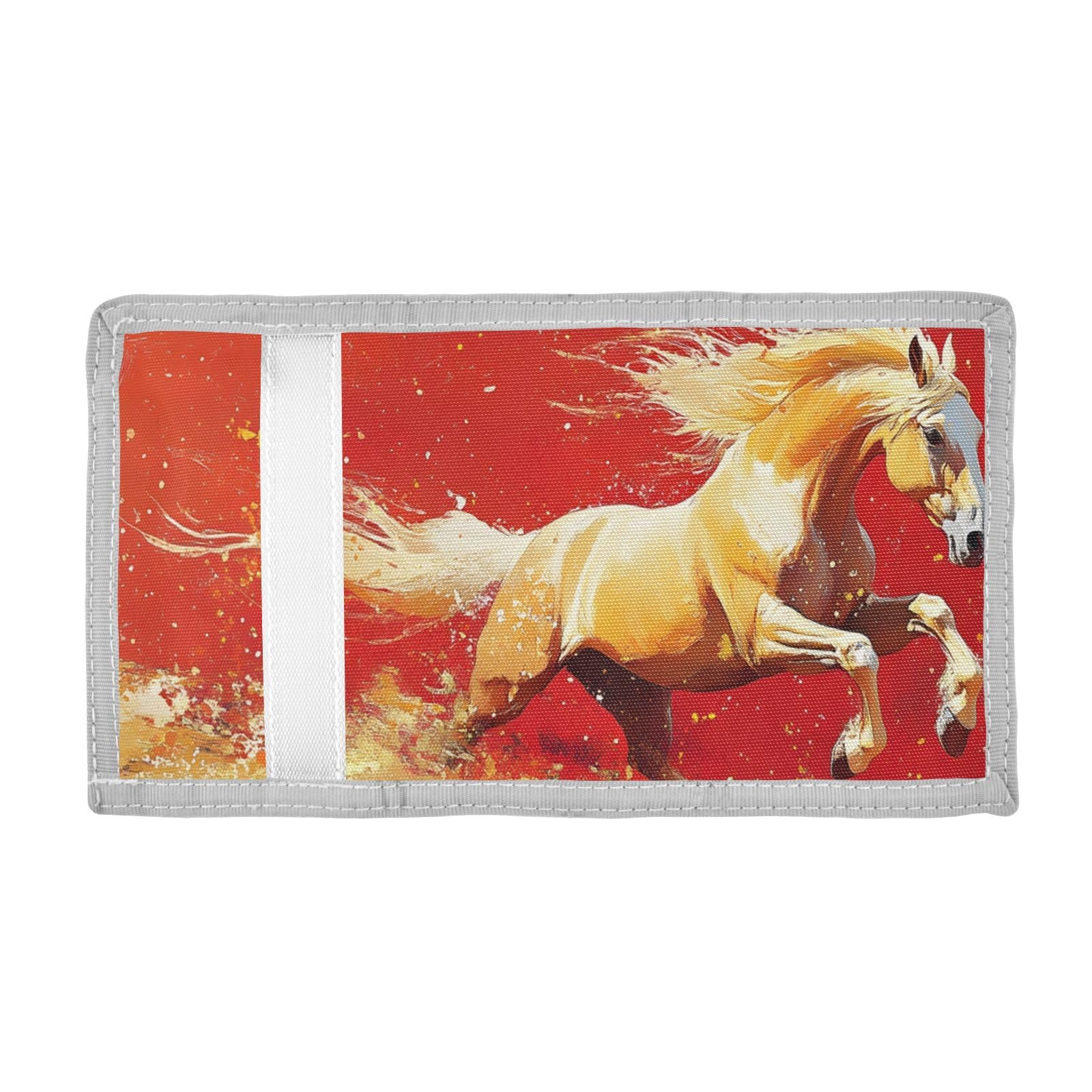 FOLIOSA Kids Wallet for Boys Girls Running Horse Print Youth Wallet with Zipper Pocket Card Holders, Novelty Wallet 4.9×2.9 in