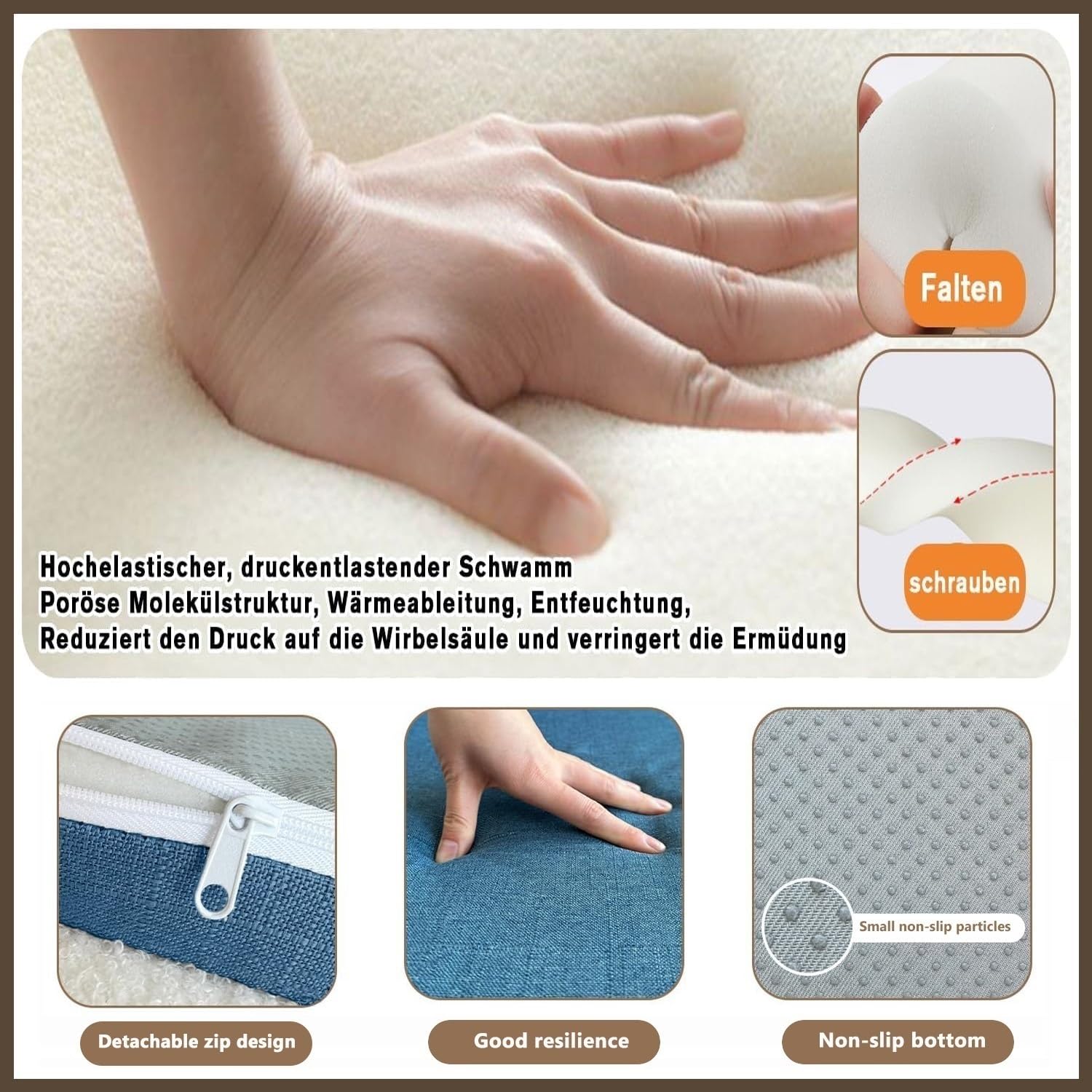 2/4/6er Set Stuhlkissen, 40x38/43x40/43x42cm mit Bändern Rutschfestes bürostuhl Sitzkissen, Indoor/Outdoor Stuhlauflage Waschbar Bezug für Esszimmer, Gartenstuhl, Küche(A2,40x38x5cm(4pcs))
