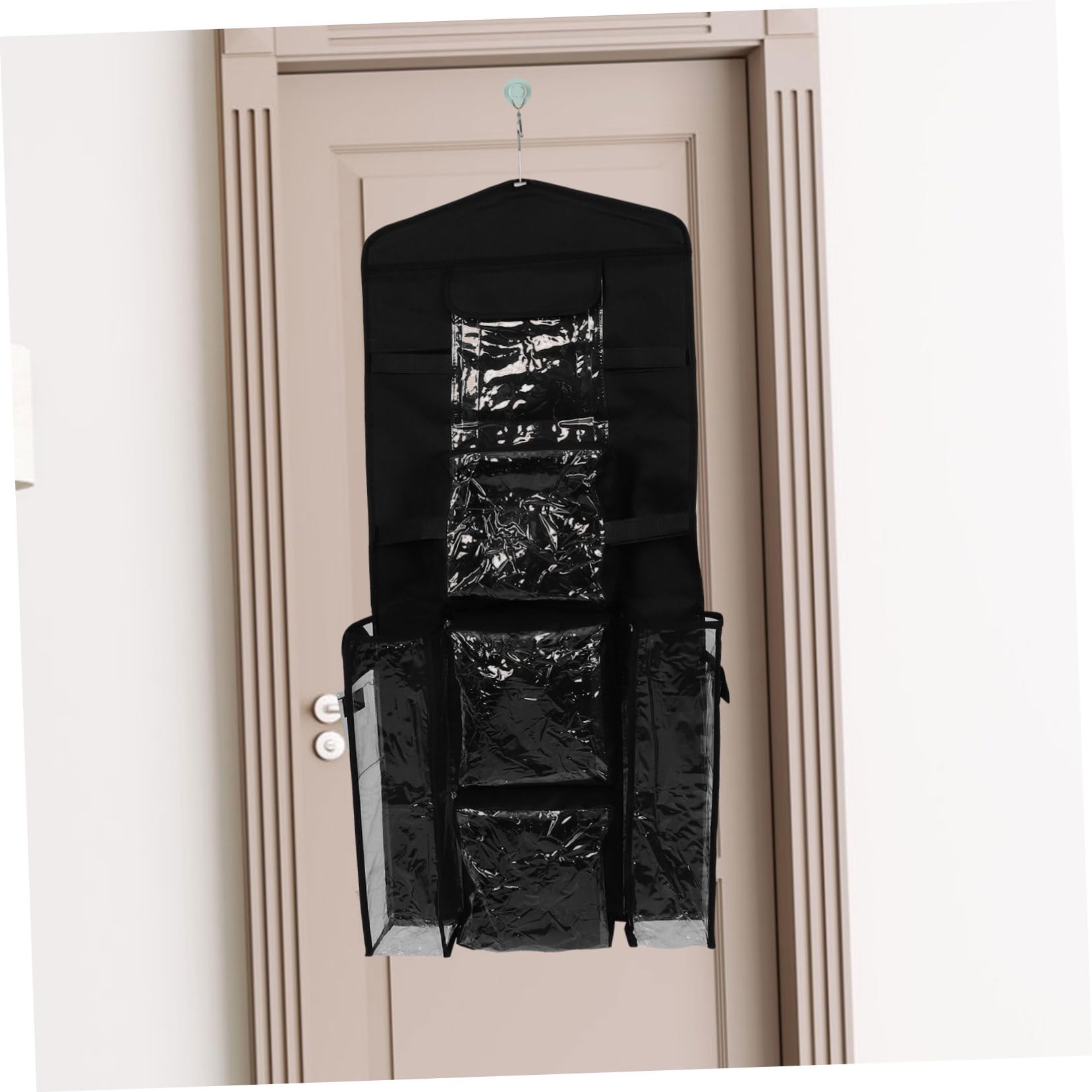 LOPUNER Türhänger Organizer für Geschenkpapier Aufbewahrungsorganizer mit Haken Polyester und Kunststoff Schwarz für Ordnung im Schrank