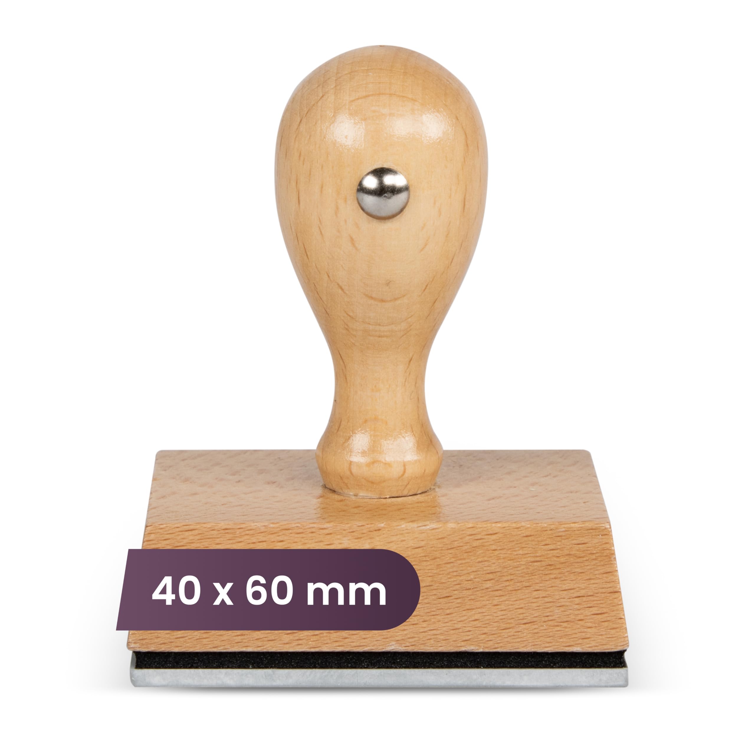 Custom Wooden Stamp – Personalised with Logo or Text, 7 Sizes (Round & Square) – Durable Rubber Stamp for Business, Office, Craft & Branding (40 x 60mm) — image 1