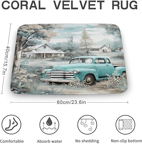 Miniatura 10 de Tapetes de baño de caballo de invierno, vida campestre, caballo, terciopelo coral, tapetes de baño pequeños con respaldo de goma, tapete decorativo