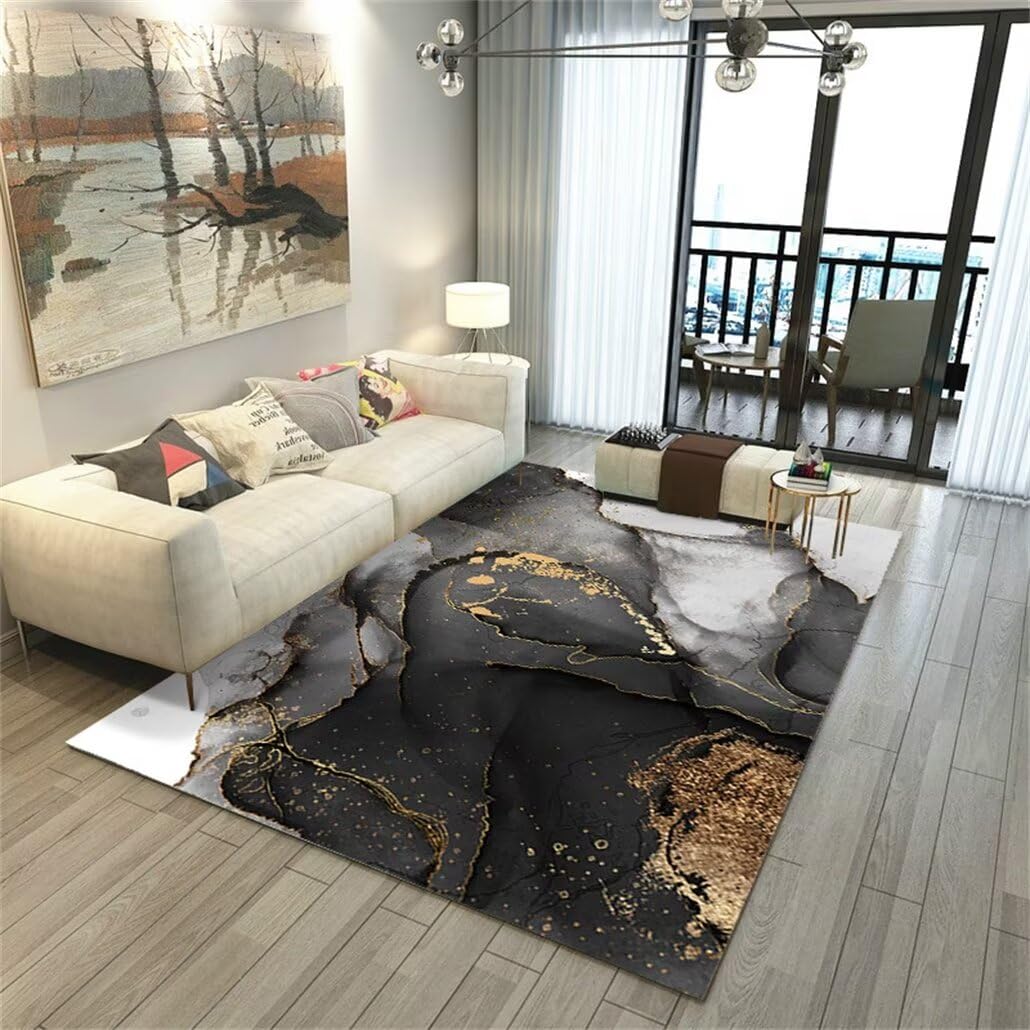 Tapis antidérapant de salon gris avec motif abstrait 50x150cm