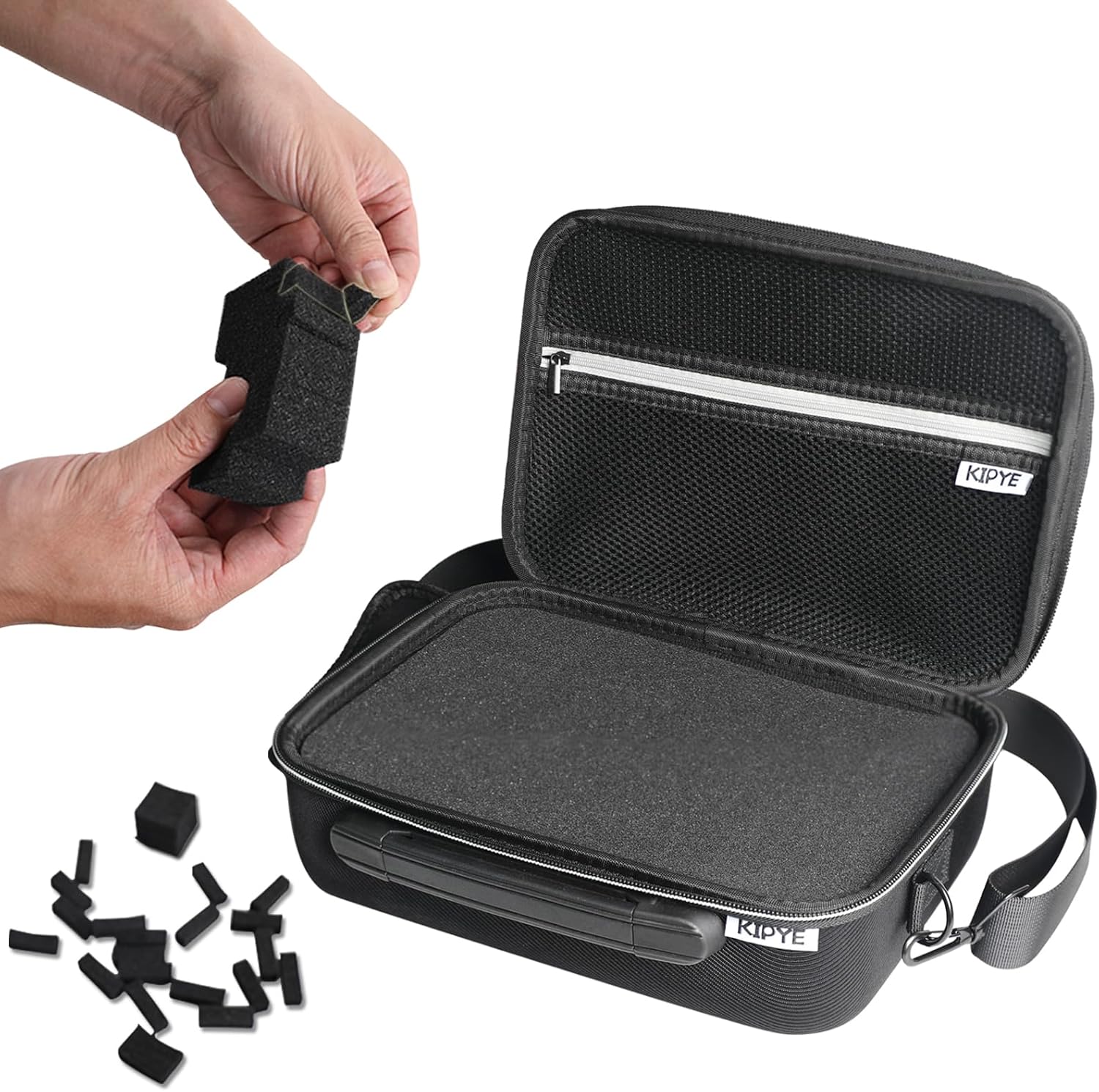 Electronic Organizer, DIY Sponge Protection Travel Cable Organizer Bag Pouch Electronic Accessories Carry Case With Handle Portable All-in-One Storage Bag for Cable, Cord, Charger, Phone, Earphone