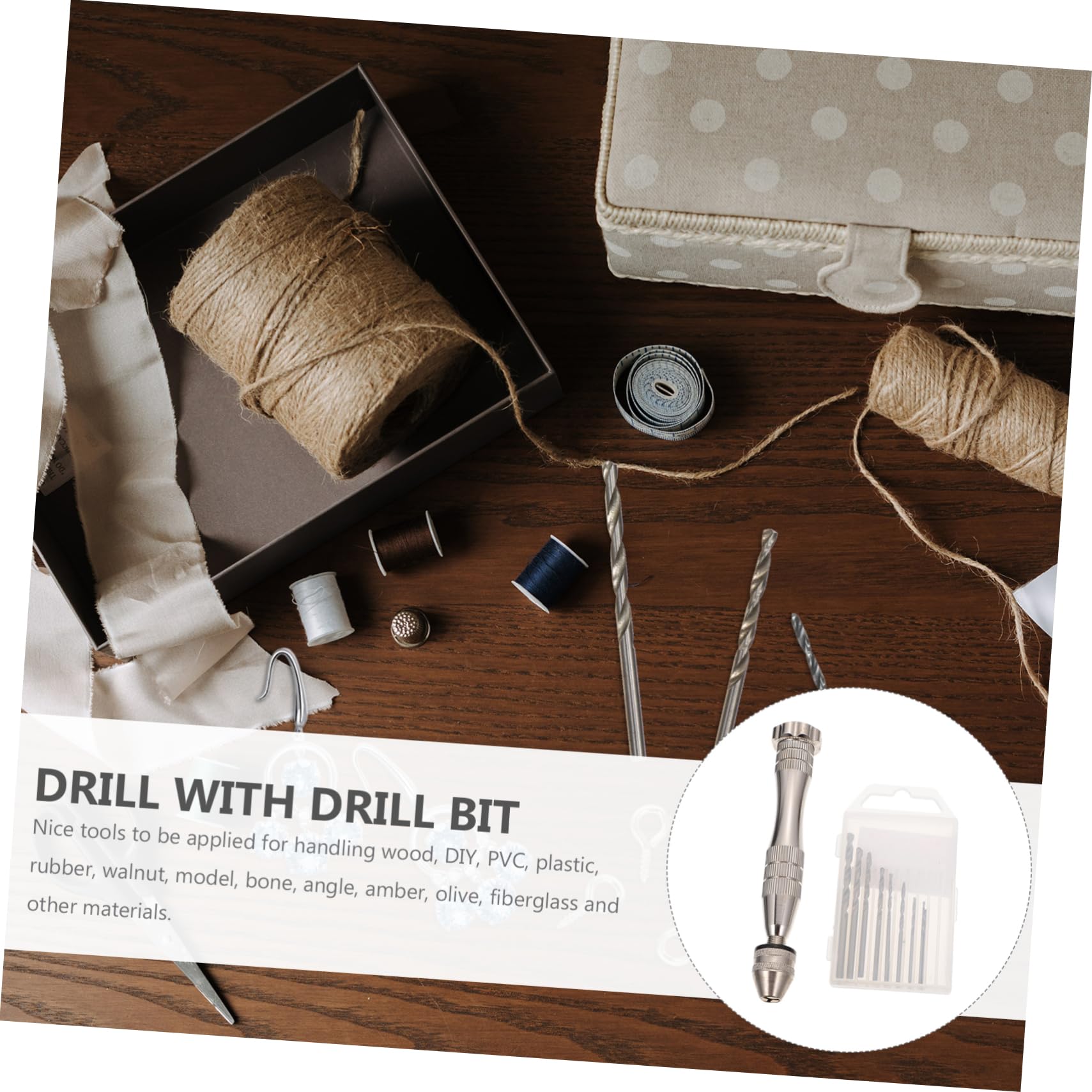 Lurrose 2 Sets Manual Hole Punch Tool Drill Hole Punch Set Micro Hand Drill Bit for DIY Projects