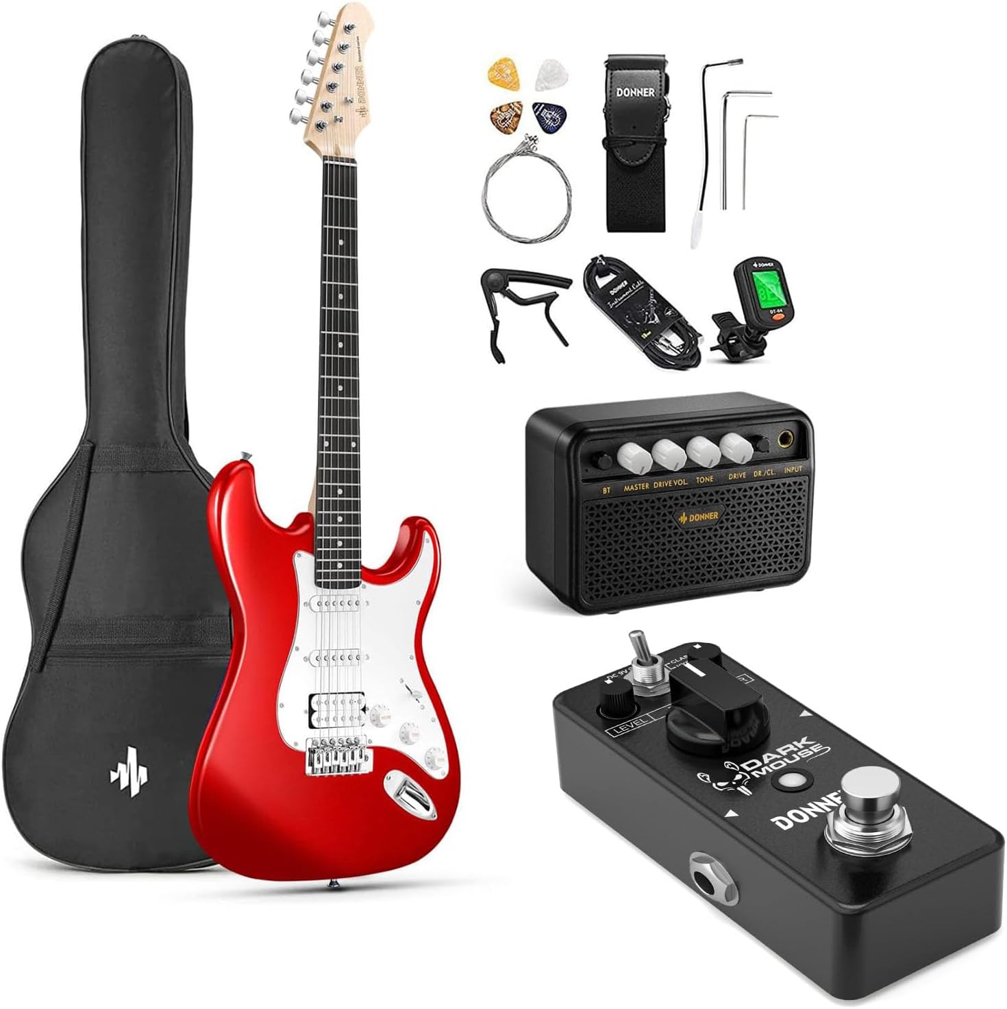 Donner 39-Inch Electric Guitar Starter Kit-Distortion Pedal