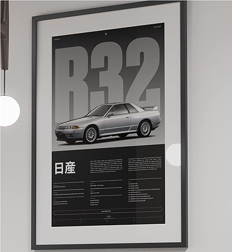 Miniatura 5 de Nissan Skyline R32 - Póster impreso para pared, hecho a mano para paredes del hogar y regalo de novio Turbo (12 x 18 pulgadas (sin marco)
