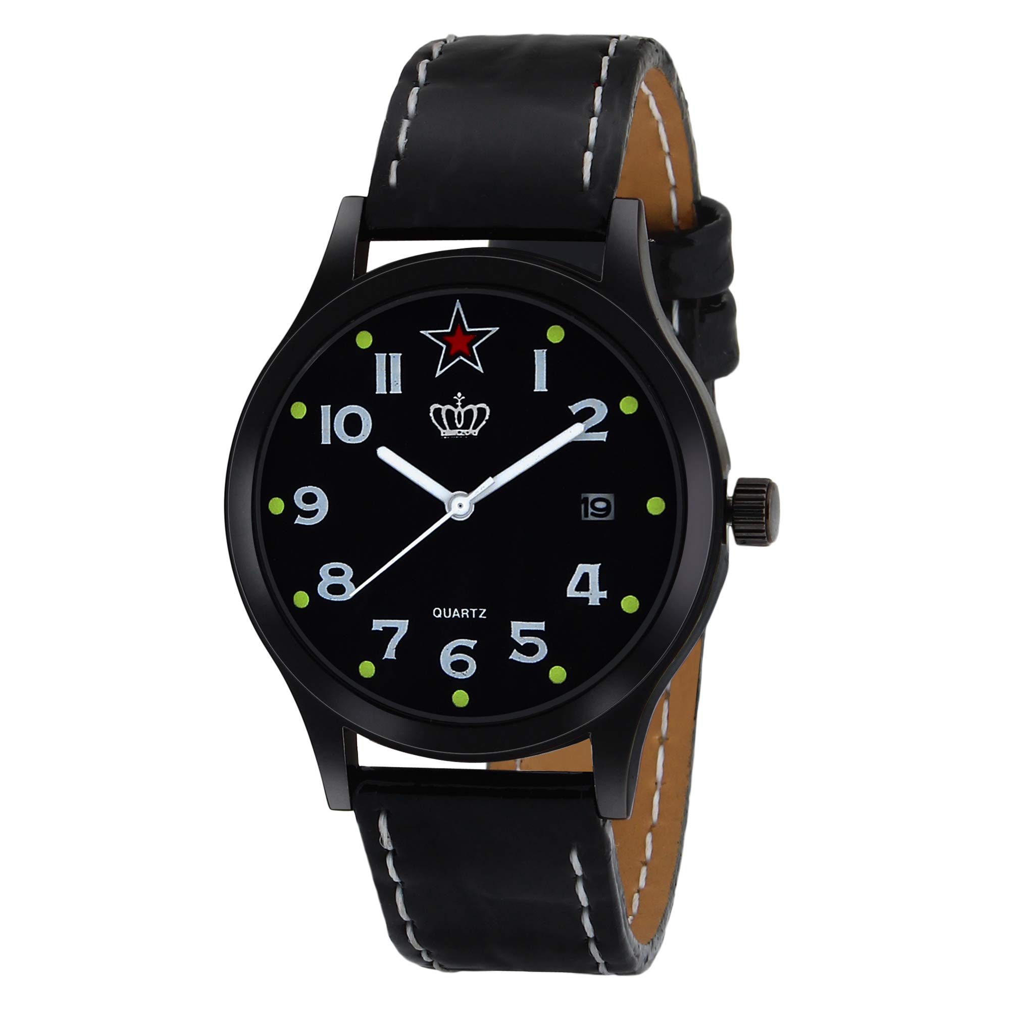 SMAEL Exclusive Quartz Movement Black Leather Strap Date Working Black Dial Analogue Women's and Girl's Wrist Watch (CSM92)