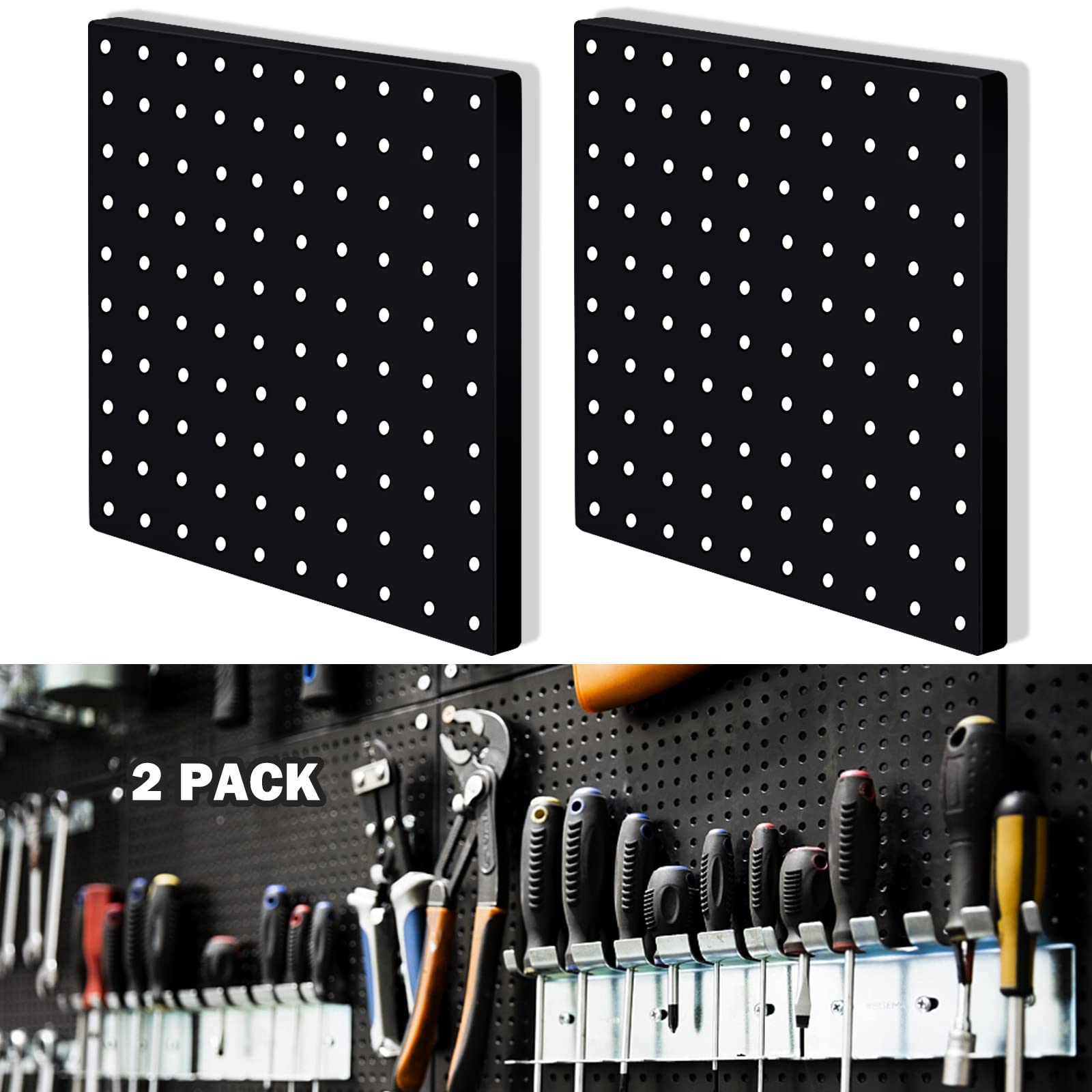 2pcs Pegboard Wall Organizer Panels , Mount Display Pegboard Kits Fit