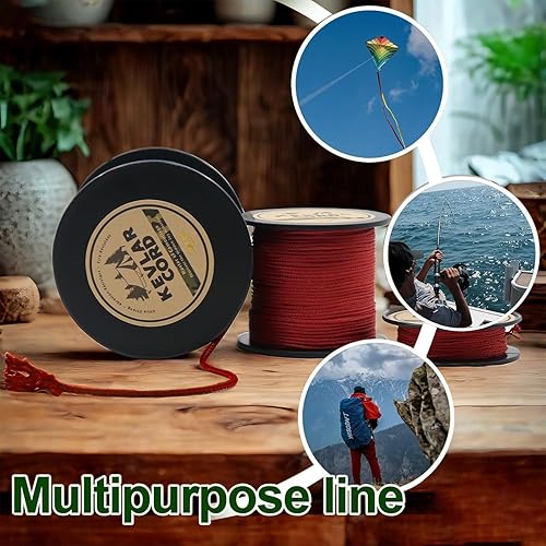 Miniatura 7 de 9KM DWLIFE Cordón Rojo de Kevlar – Cuerda de supervivencia ultra-fuerte, ligera y resistente a la abrasión para camping, equipo táctico, cuerda de