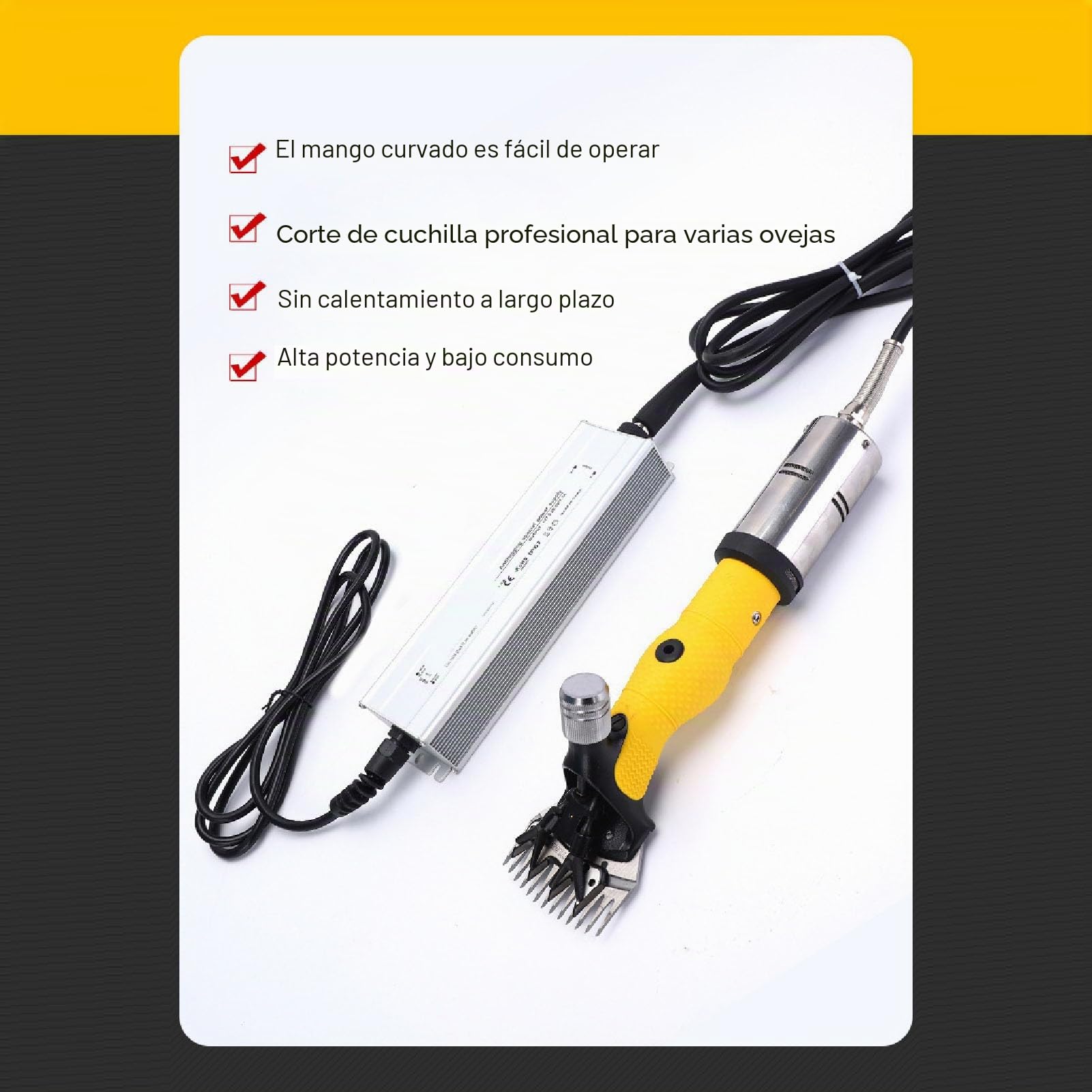 Tijeras Eléctricas para Ovejas, Cortapelos Eléctricos para Cabras con Hoja de Acero Al Carbono de Alta Velocidad de 3000 Rpm con Mango Antideslizante para Cortapelos (EU)