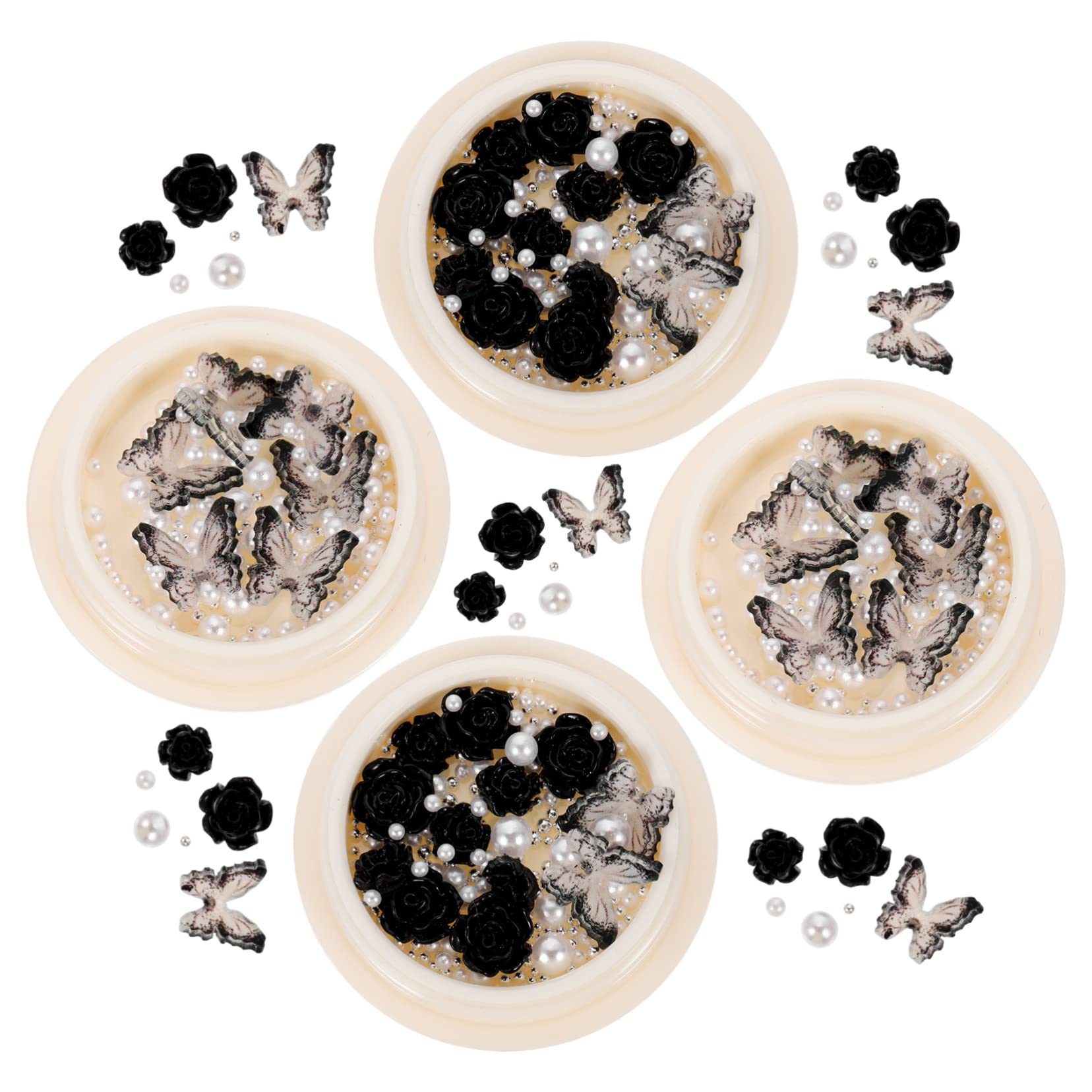VALICLUD 4 Set Shinestone Di Nera Ciondolo Kit Di Strass Per Unghie Cristalli Adesivo Decorazioni Unghie Ciondoli Per Unghie Luccicanti Gemme E Gioielli Resina 4 Scatole*4