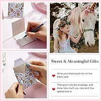 Vista 5 de Hidepoo Regalos de unicornios para niñas, perlas rosas y bolas de diamantes de imitación, pulseras de unicornio con inicial de corazón para niñas