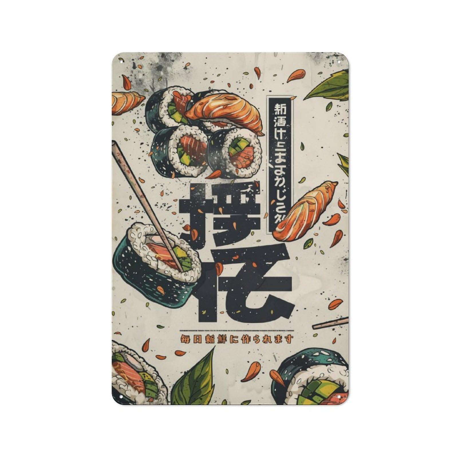 Junmoney Sushi And Go Japanese Vintage Retro Tin Sign 30X20cm For Workshop Wall, For Collectors Of Retro Metal Wall Decor
