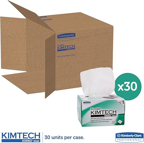 Miniatura 4 de Kimtech 34120 KIMWIPES Limpiaparabrisas delicados, 1 capa, 4 25 x 8 25, 280caja, 30 cajascartón