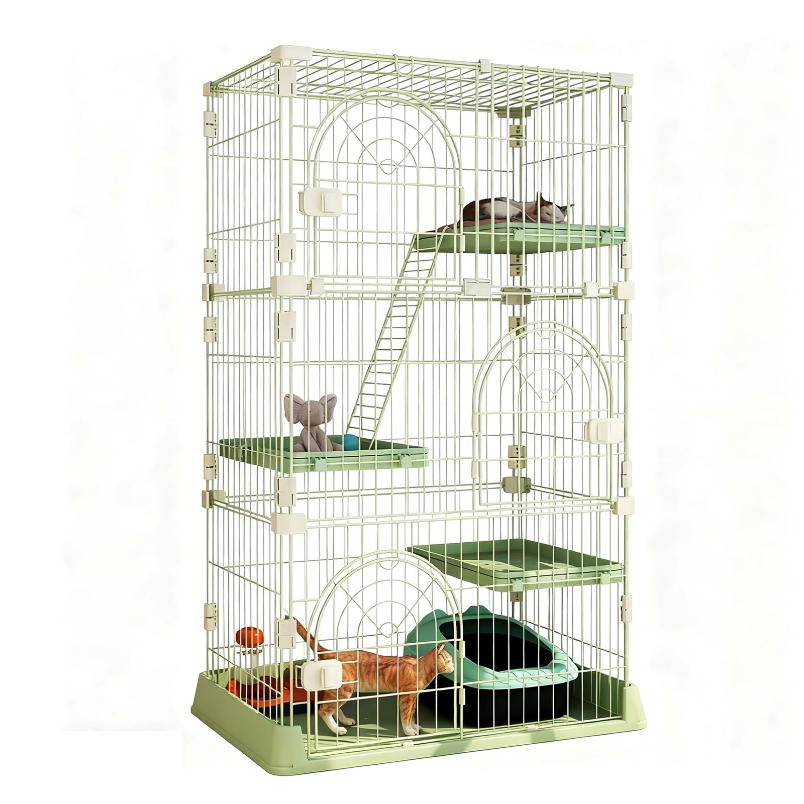 Gabbia per gatti da interno, grande, resistente, con piattaforme, amaca, lettiera, 1-4 gatti