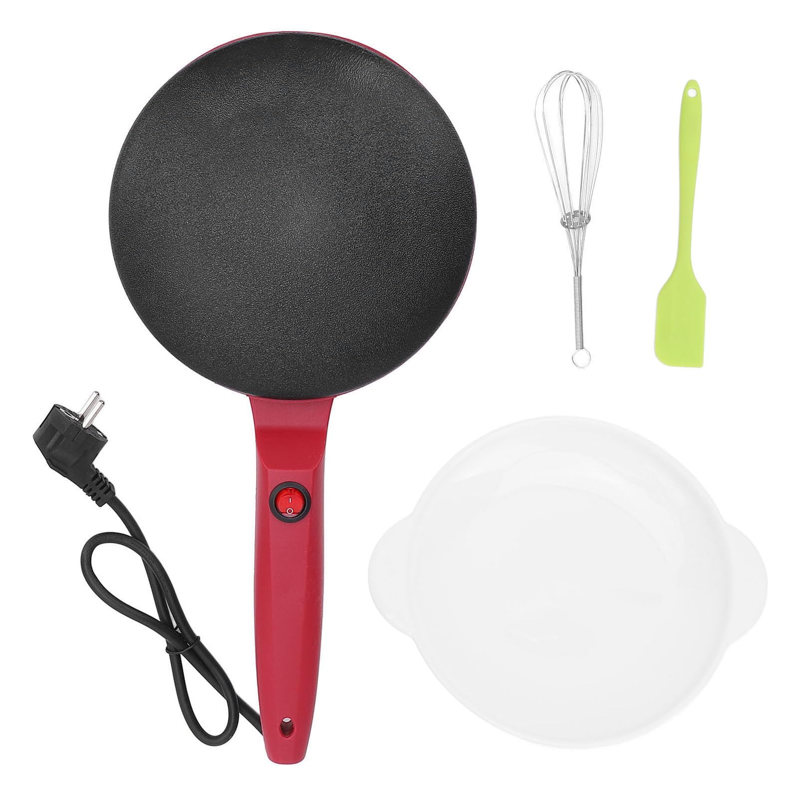 Elektrischer Crêpe-Maker, Antihaftbeschichtet, Pfannkuchenmaschine, Automatische Temperaturregelung für die Küche zu Hause (1 rot)
