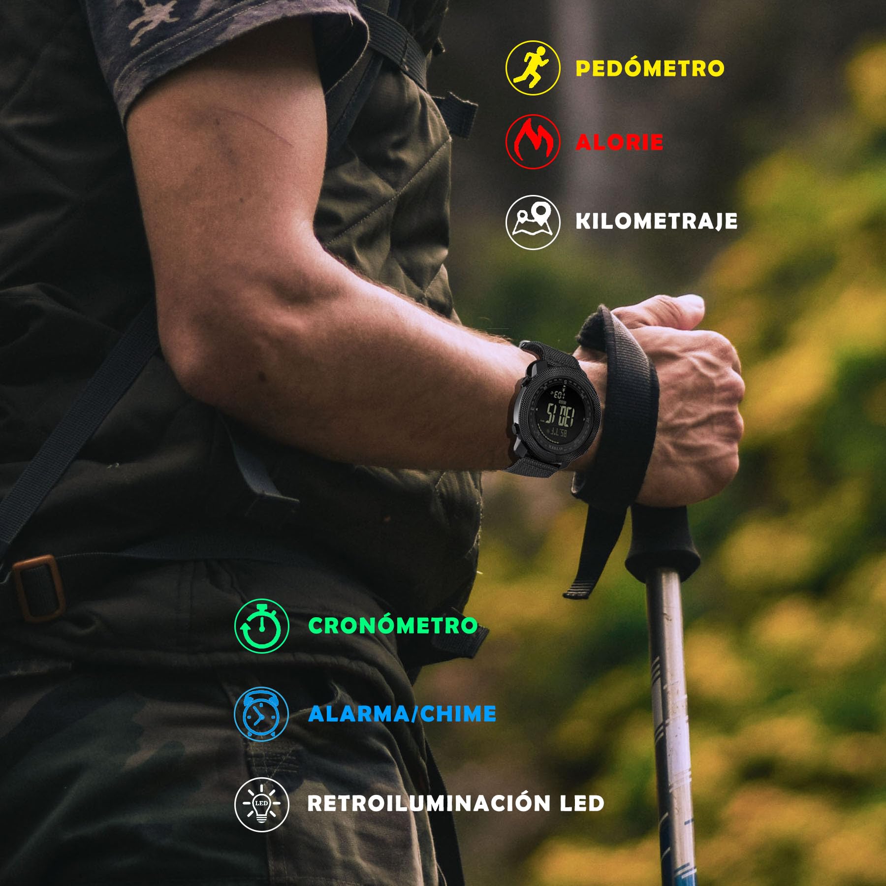 AVTREK Orologio tattico di sopravvivenza da uomo, ideale per attività all'aria aperta come escursionismo, nuoto e esercito. Dispone di altimetro, barometro e bussola digitale