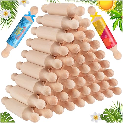 20 mini rodillos para manualidades, pequeño rodillo de masa de madera para niños en la cocina, hornear y juegos imaginativos, bandeja escalonada de