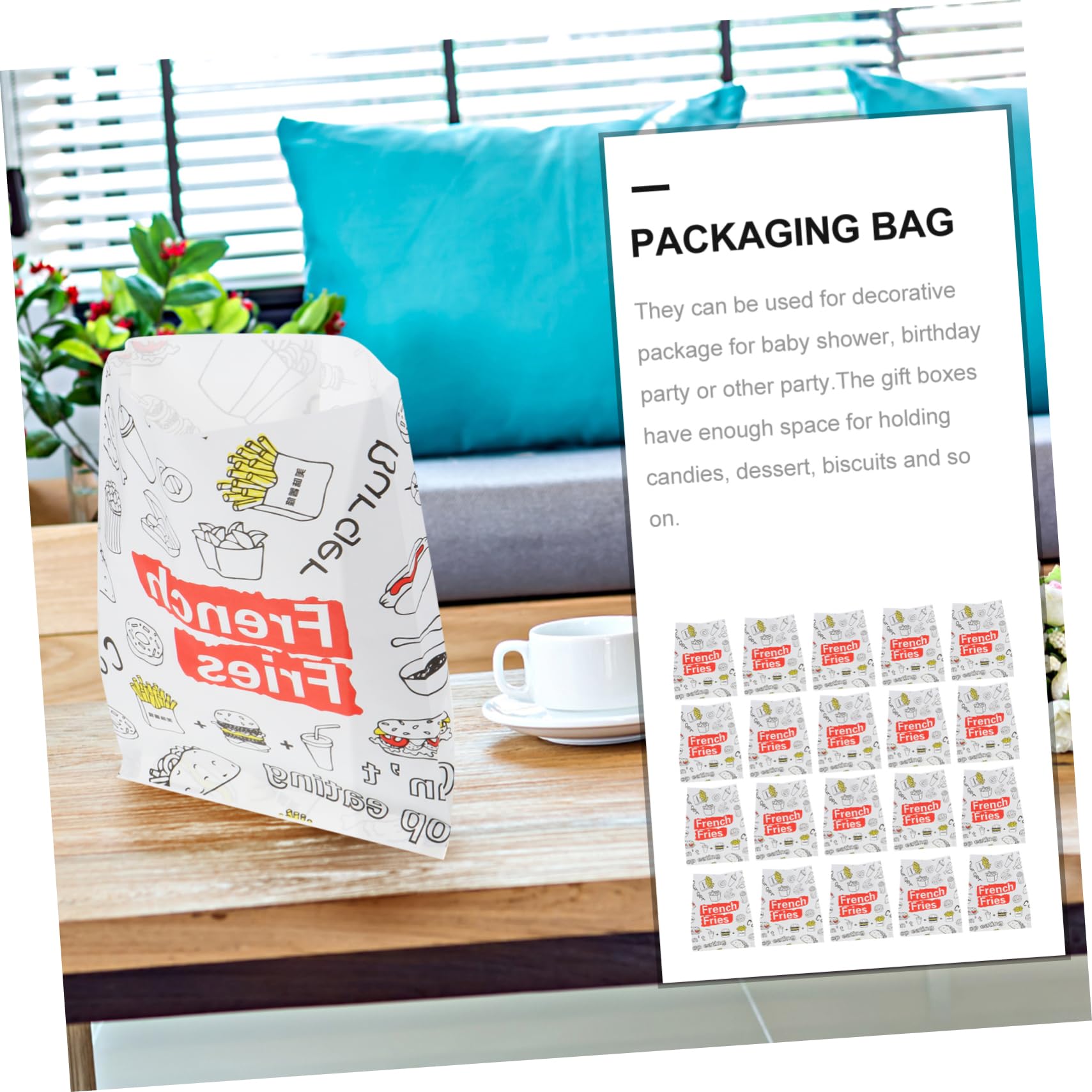 Einweg Papiertüten für Snacks 300 Stück Lebensmittelsicher Kraftpapier für Pommes Frites und Hähnchenflügel Praktische Snackverpackung
