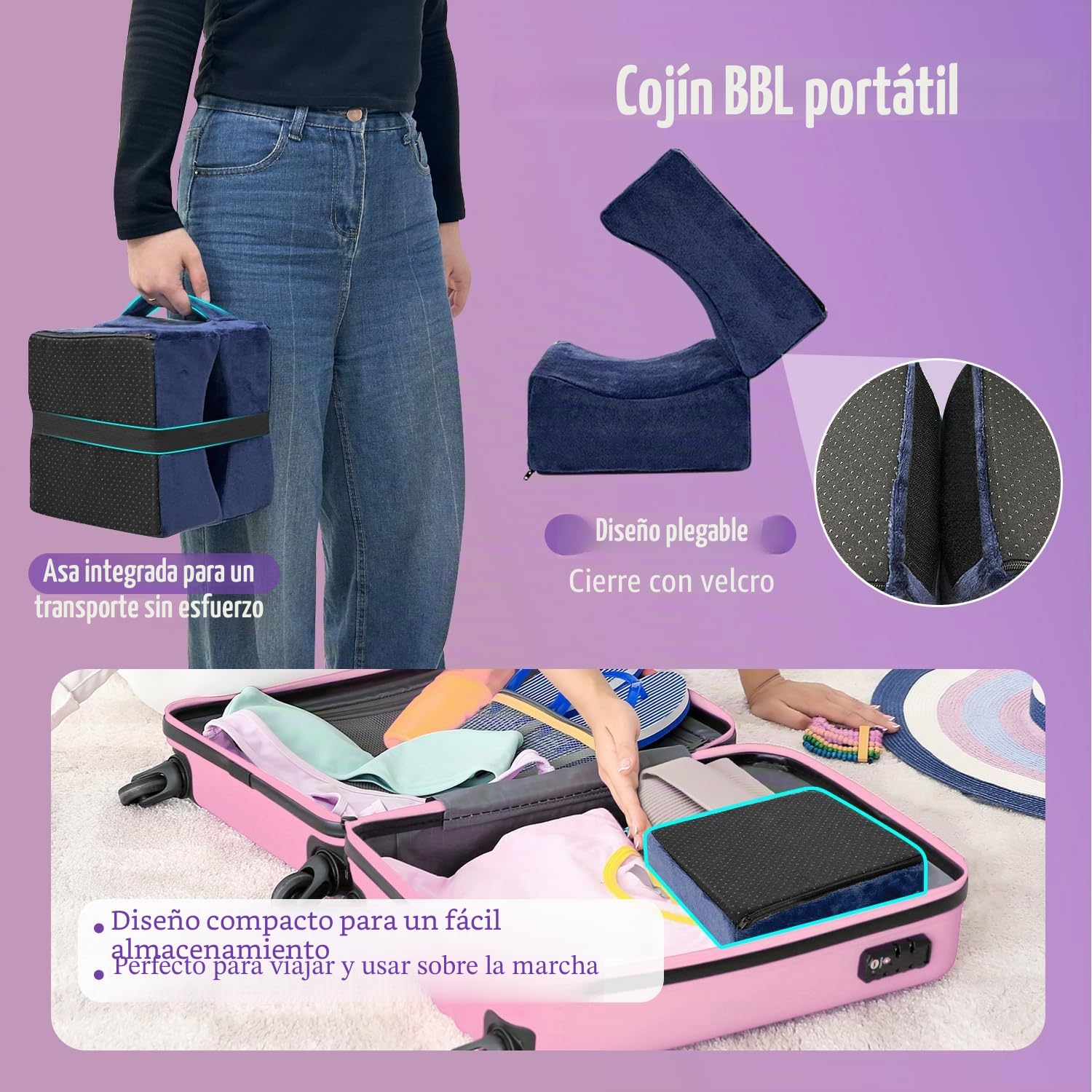BBL Almohada brasileña para levantamiento de glúteos después de la cirugía, cojín de asiento para sentarse, para conducir, recuperar postes, almohadas, silla de levantamiento de glúteos, espuma (azul)