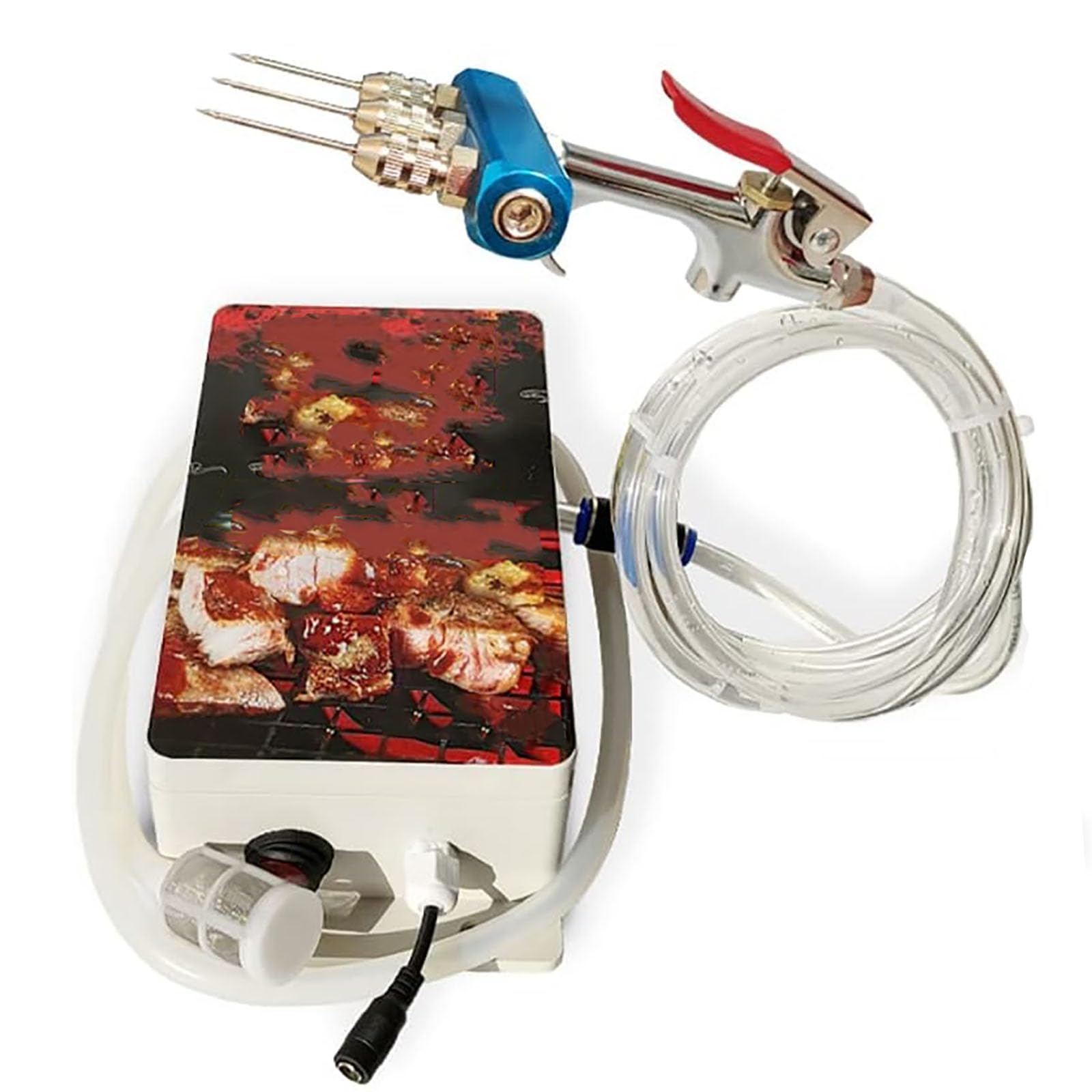 Iniettore elettrico ad alta pressione per pancetta, robot da carne per uso alimentare, 60 W, kit con 10 aghi per cucinare, griglia, affumicatore, barbecue, pressione 5 kg, peso 1,8 kg