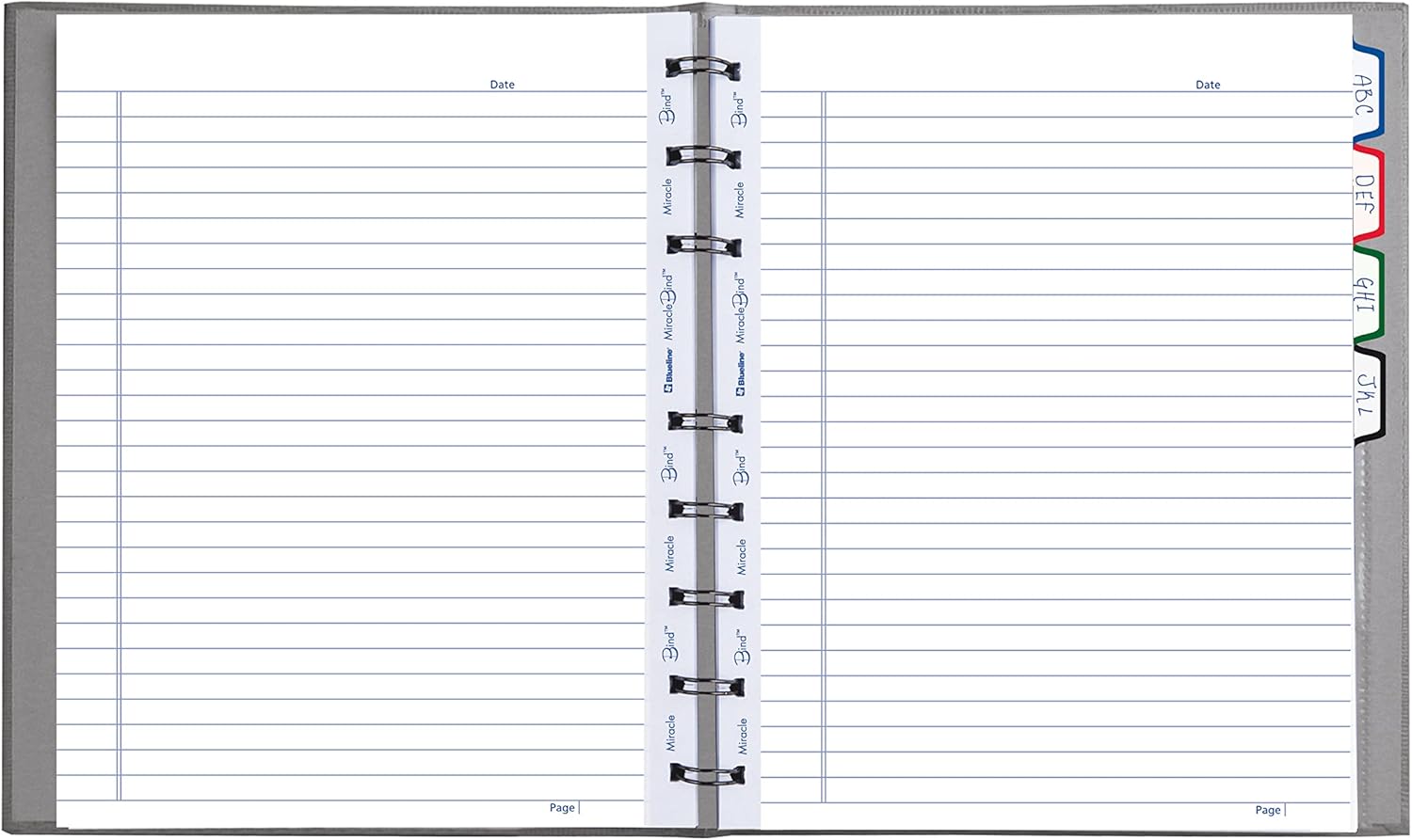 Blueline MiracleBind™ Notebook, Refillable, Lizard-Like Hard Cover, 9.25" x 7.25", 150 Ruled Pages, Cool Grey (AF9150.97)