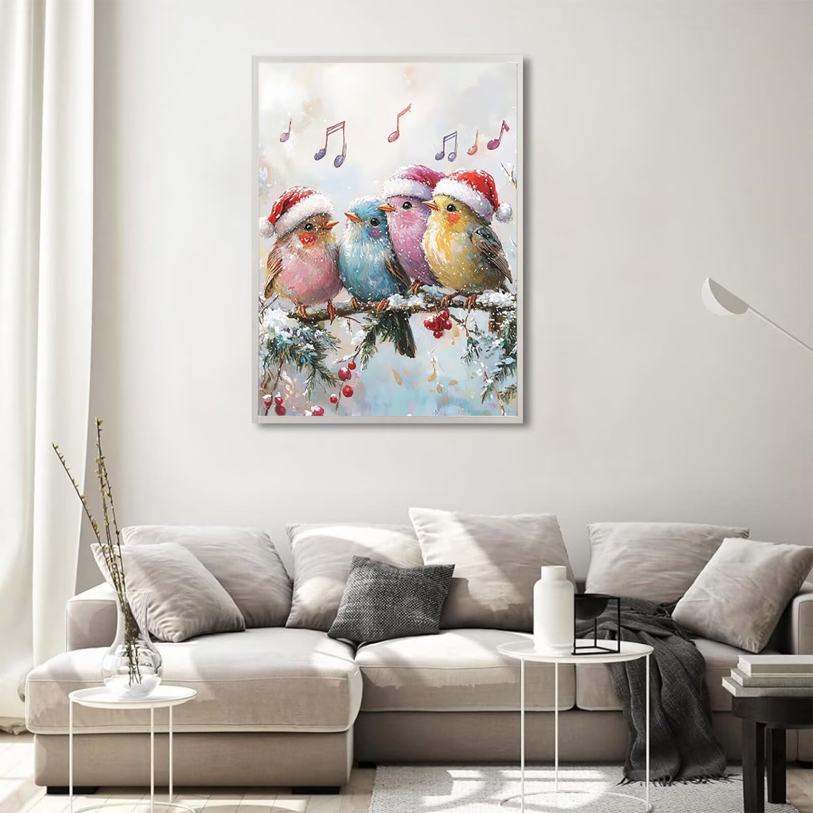 Diamond Painting Erwachsene Winter 5D Diamond Painting Vogel Muster DIY Set Erwachsene Anfänger, Vollbohrer Diamanten Malerei Kreuzstich Bastelset für Zimmer Wand Deko Schlafzimmer 60x80cm, Model701