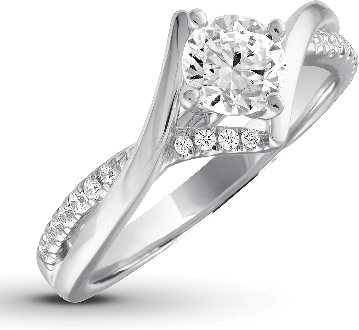 Blocaci 1 Carat Center Round Moissanite Engagement Rings for Women 10k 14k 18k White Gold