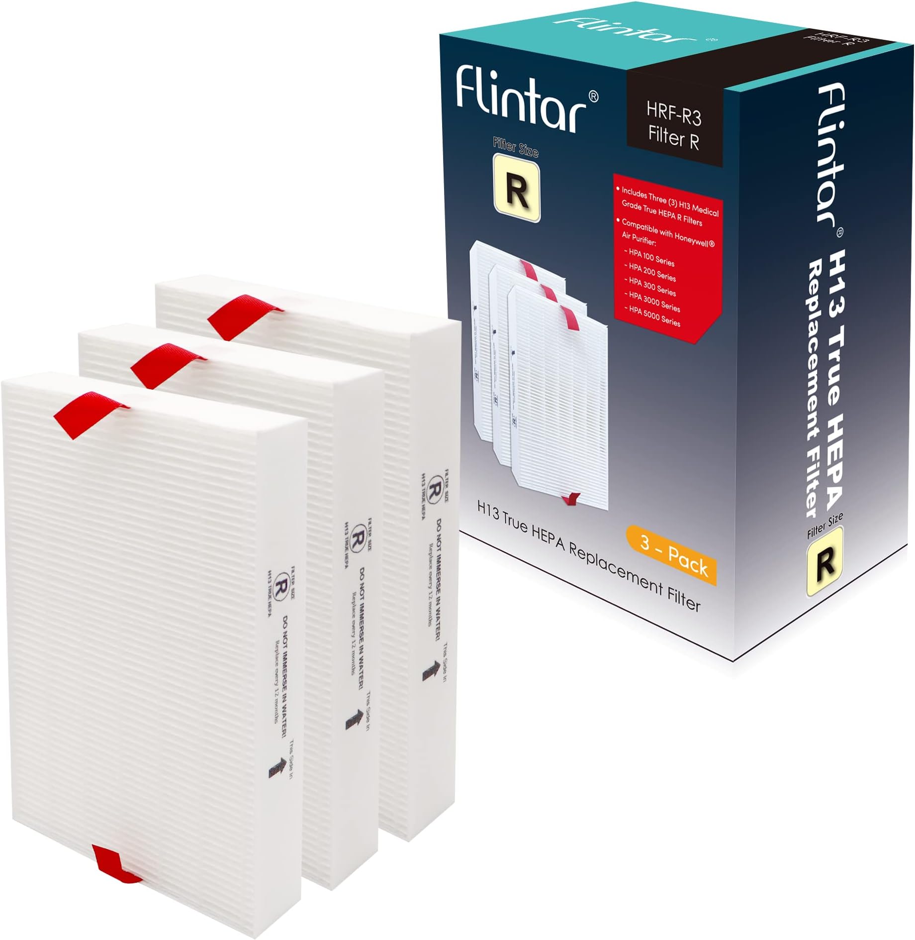 Flintar Replacement Filter R, Compatible with Honeywell Air Purifier HPA300, HPA200, HPA 100 and HPA 5000 Series, HRF-R3, 3-Pack
