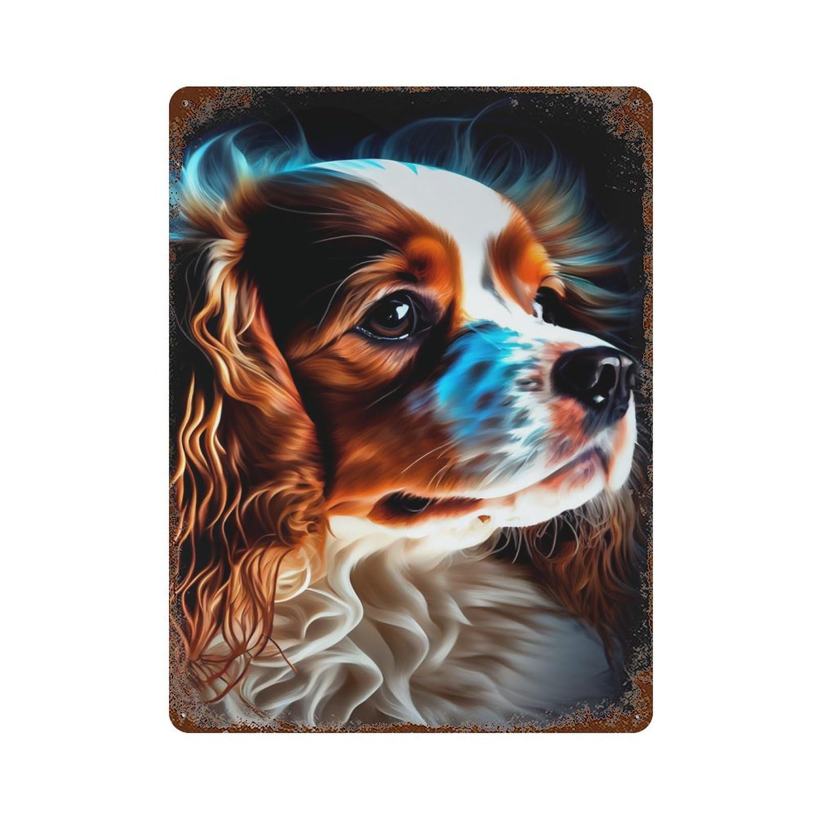 Garage Style Cavalier King Dog Rustic Tin Plaque 15.7"x11.8", Classic Wall Plaque for Bar And Workshop